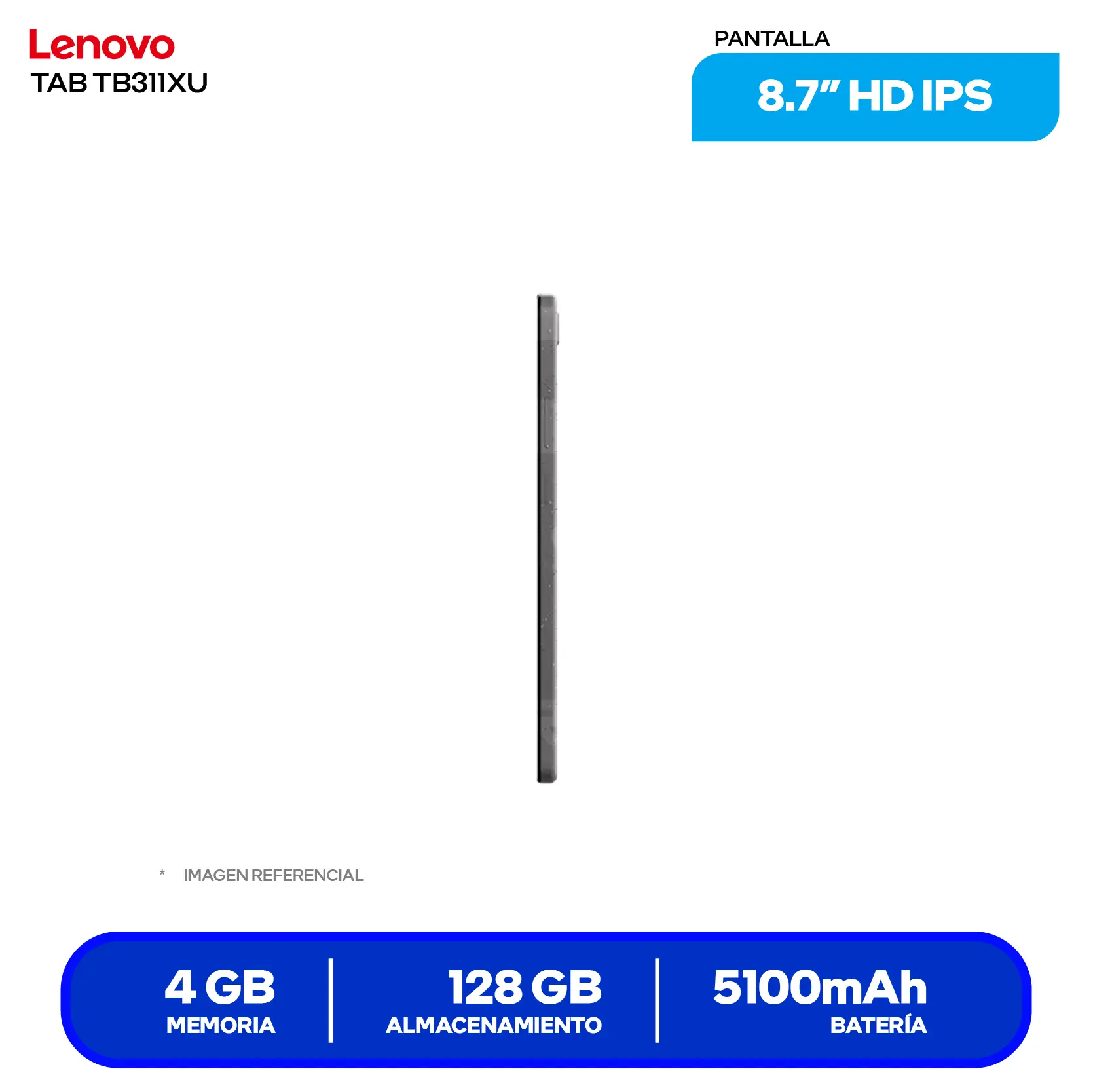 Tablet Lenovo Tab One (TB305XU) 4GB RAM, 128GB, 8.7'' HD IPS, 4G LTE, Incluye Case Folio
