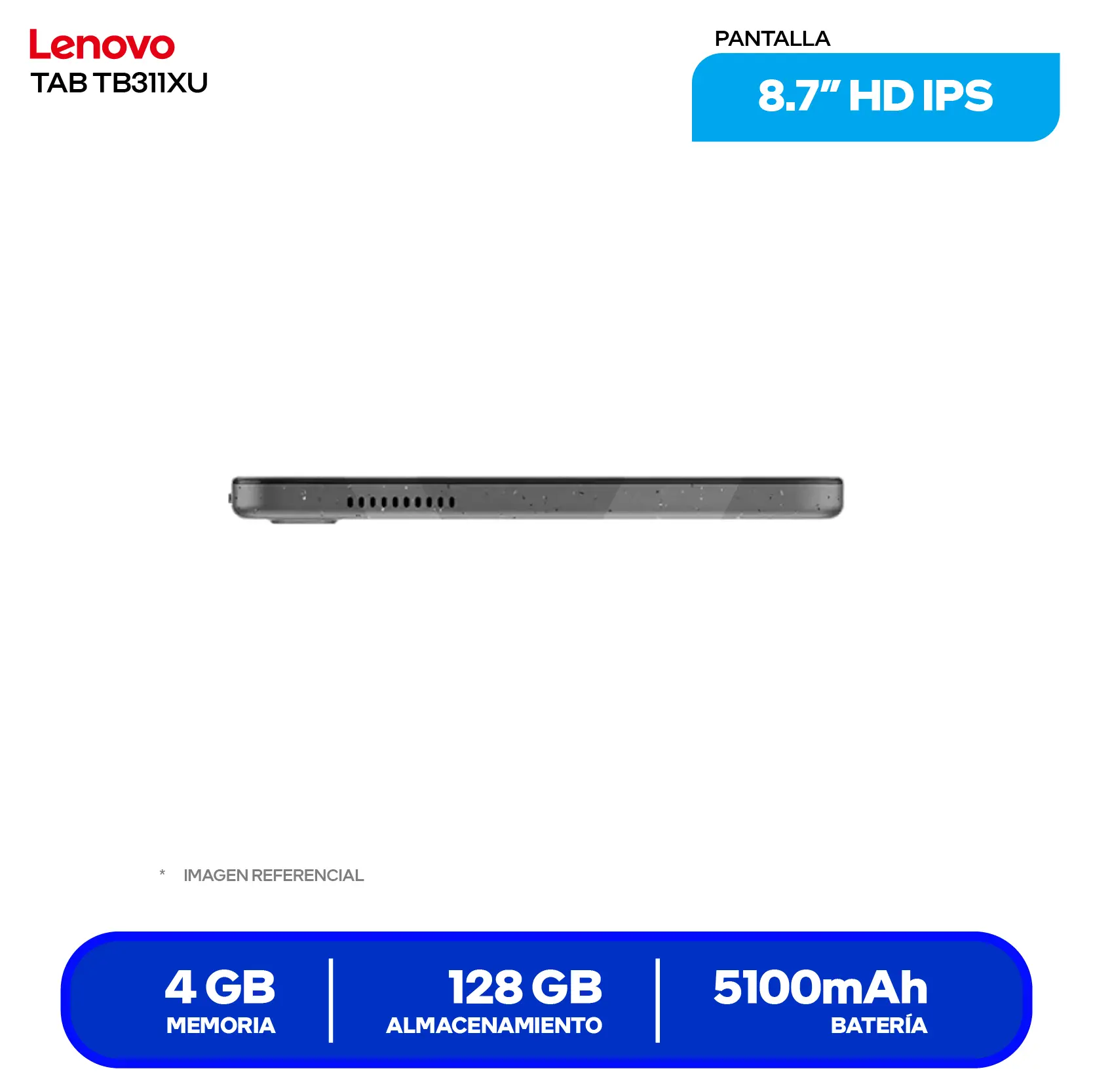 Tablet Lenovo Tab One (TB305XU) 4GB RAM, 128GB, 8.7'' HD IPS, 4G LTE, Incluye Case Folio