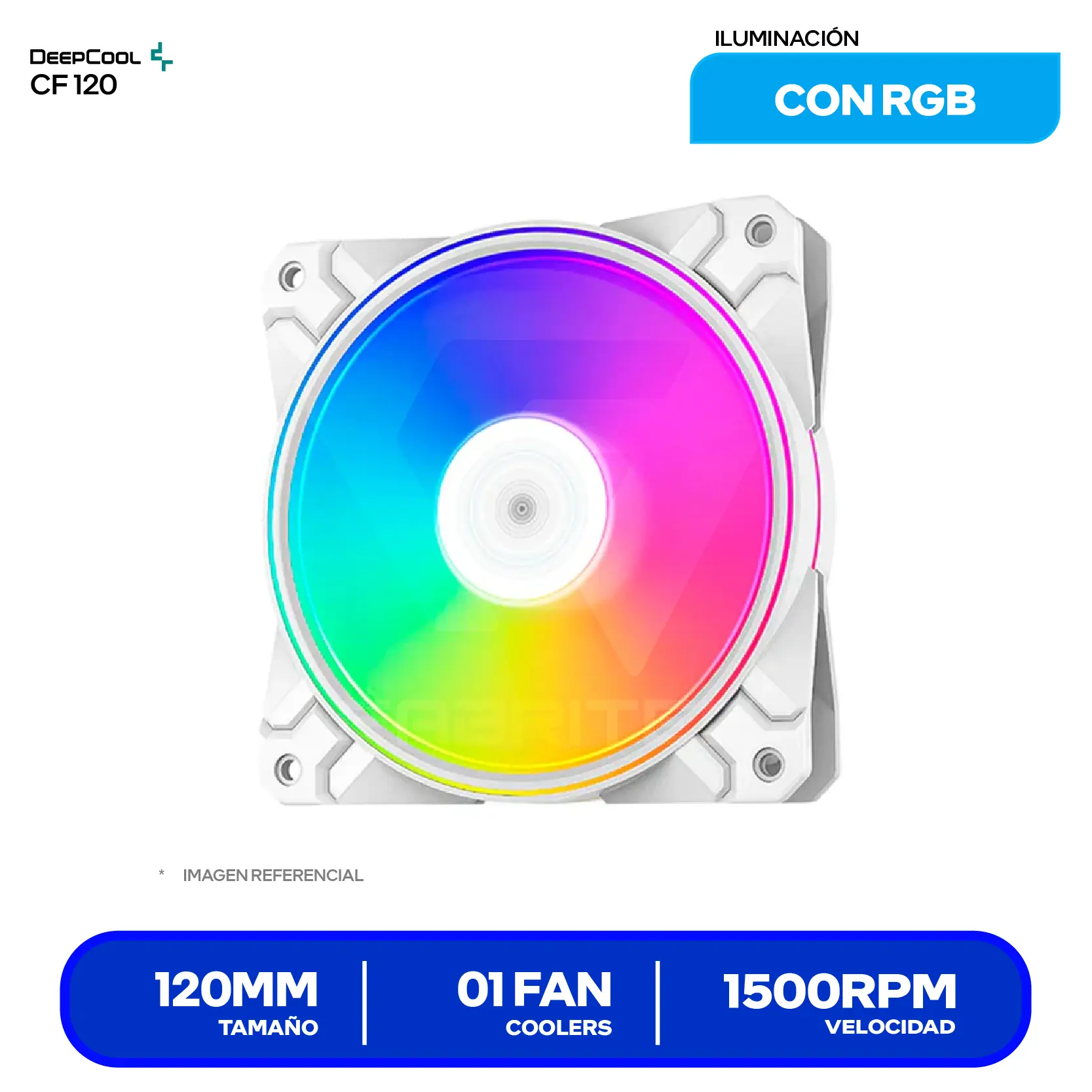 Cooler para case DeepCool CF 120 Blanco (DF1202512CM-CB) 120mm, PWM, RGB