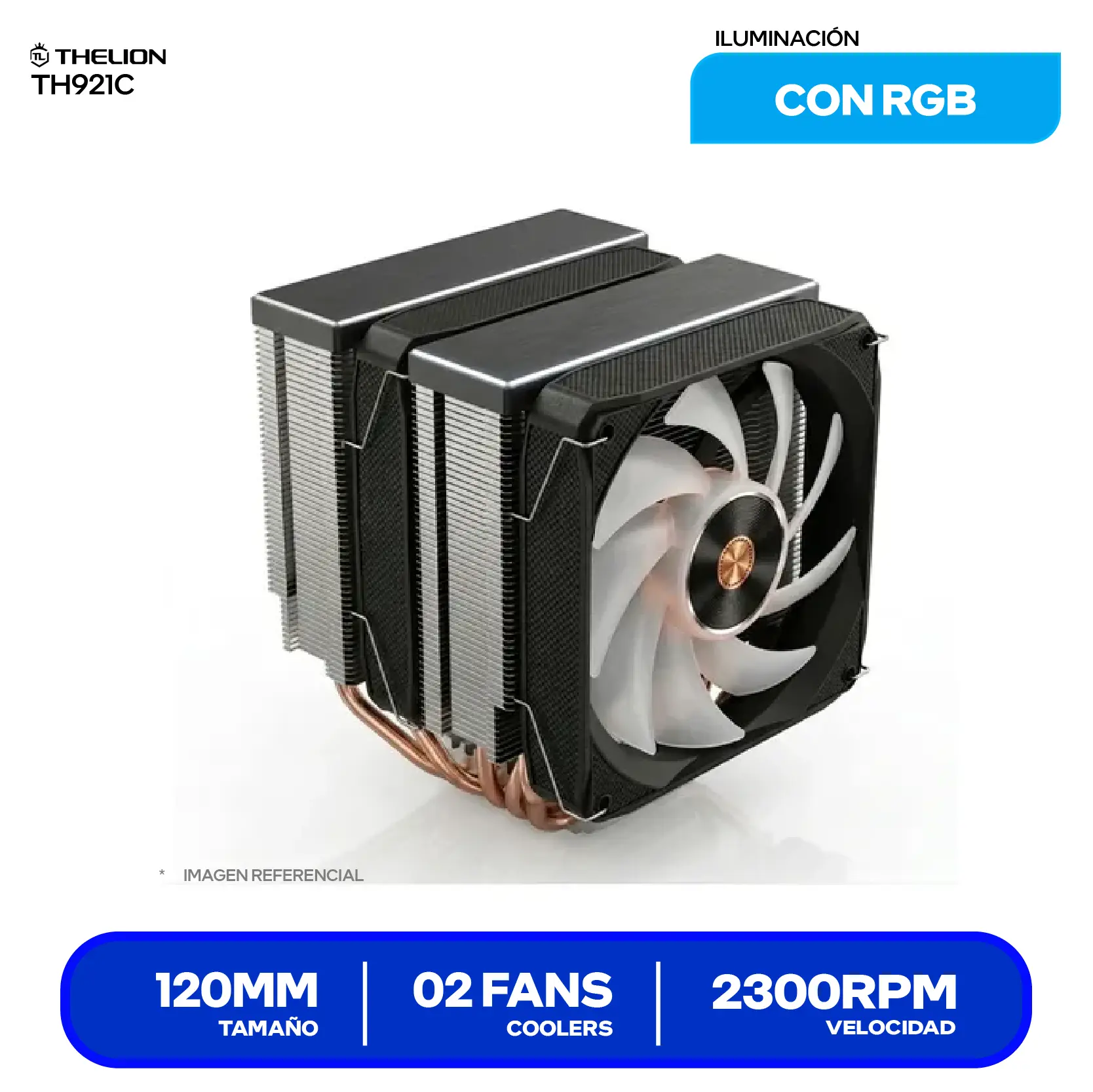 Cooler de procesador Thelion TH921C (TH921C) 120mm, Intel / AMD, ARGB