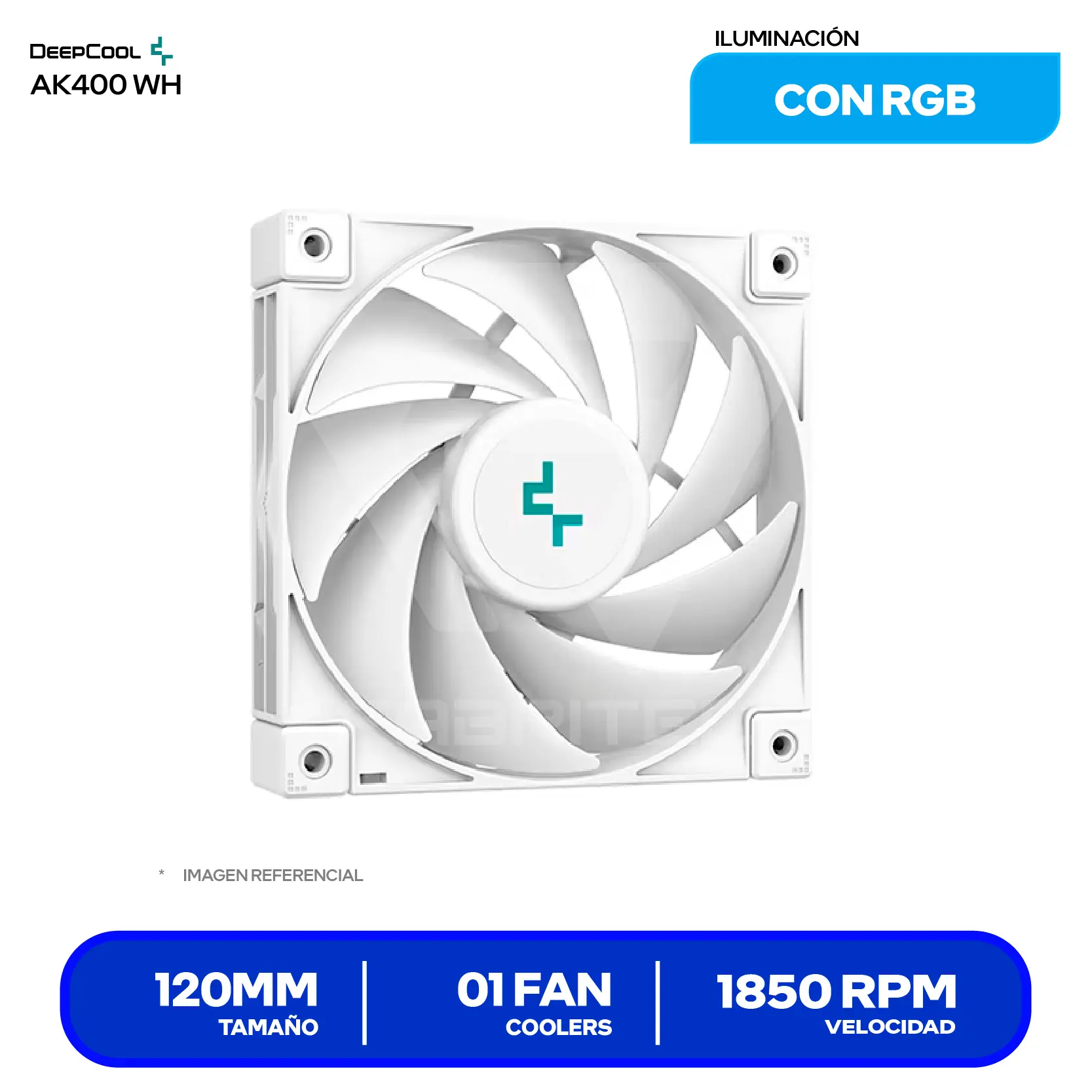 Cooler de procesador DeepCool AK400 WH (R-AK400-WHNNMN-G-1) 120mm, Intel / AMD, PWM