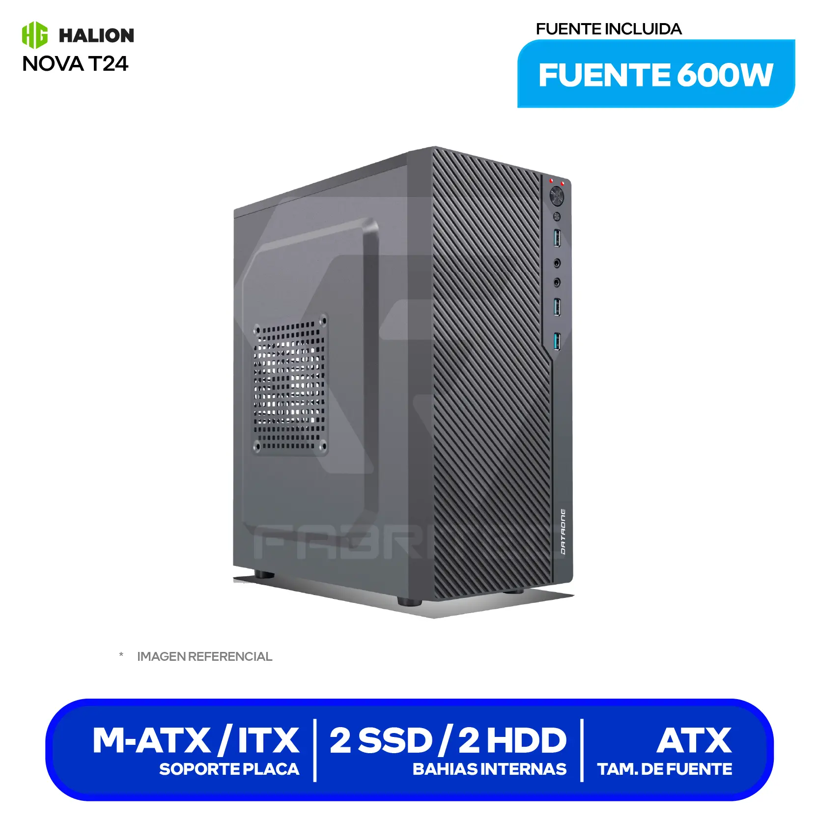 Case Dataone Nova T24 (Nova T24) Sin fuente, Diseño compacto, 1 fan de 80mm