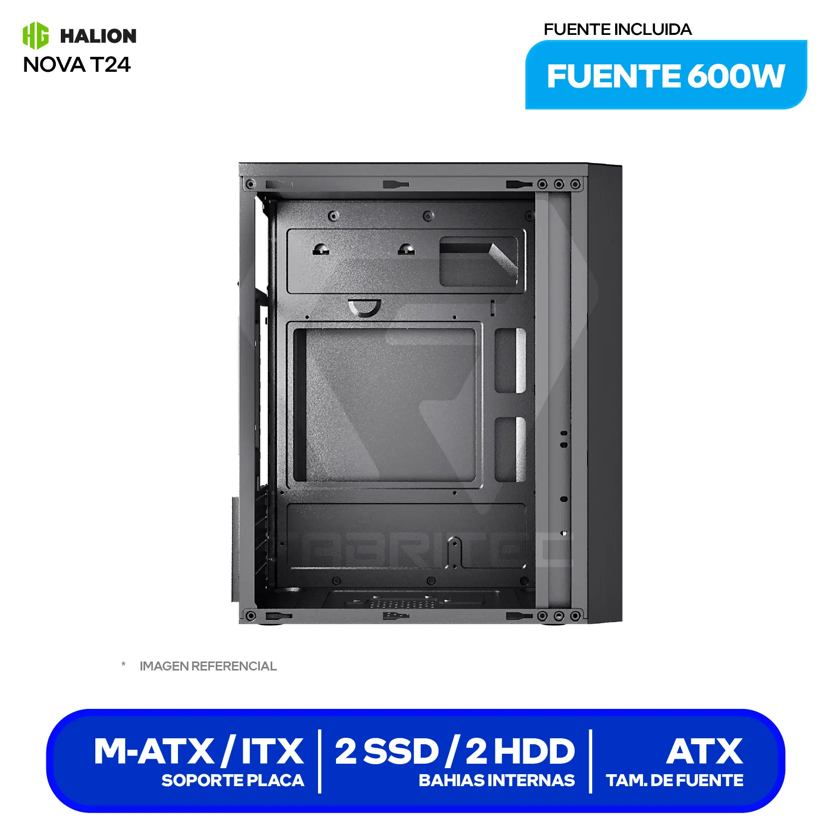 Case Dataone Nova T24 (Nova T24) Sin fuente, Diseño compacto, 1 fan de 80mm
