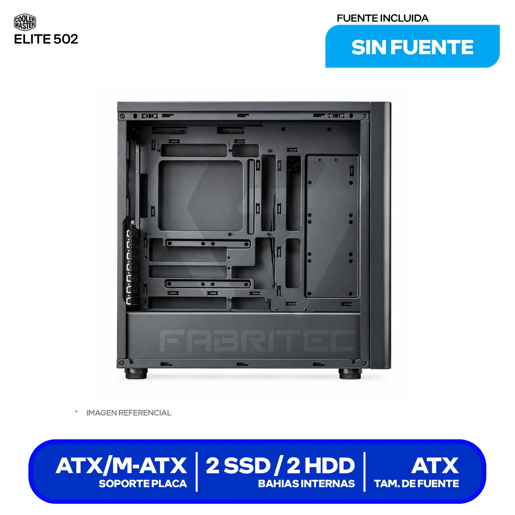 Case Cooler Master Elite 502 (E502-KGNN-S00) Sin fuente, Vidrio templado, 3 fans ARGB