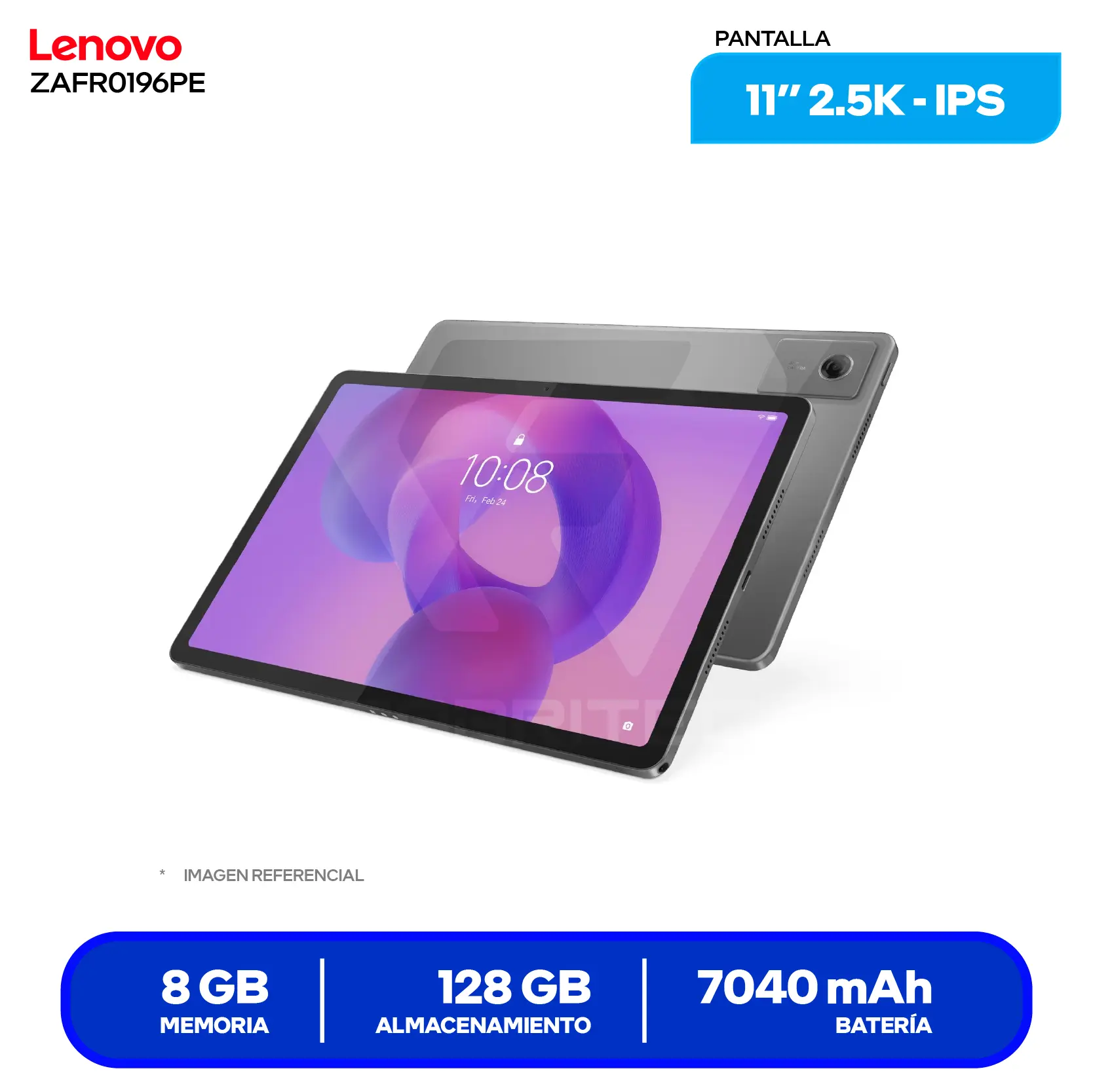 Tablet Lenovo Idea Tab (ZAFR0196PE) 8GB RAM, 128GB, 11'' 2.5K IPS 90Hz, Wi-Fi, Incluye Teclado en Español