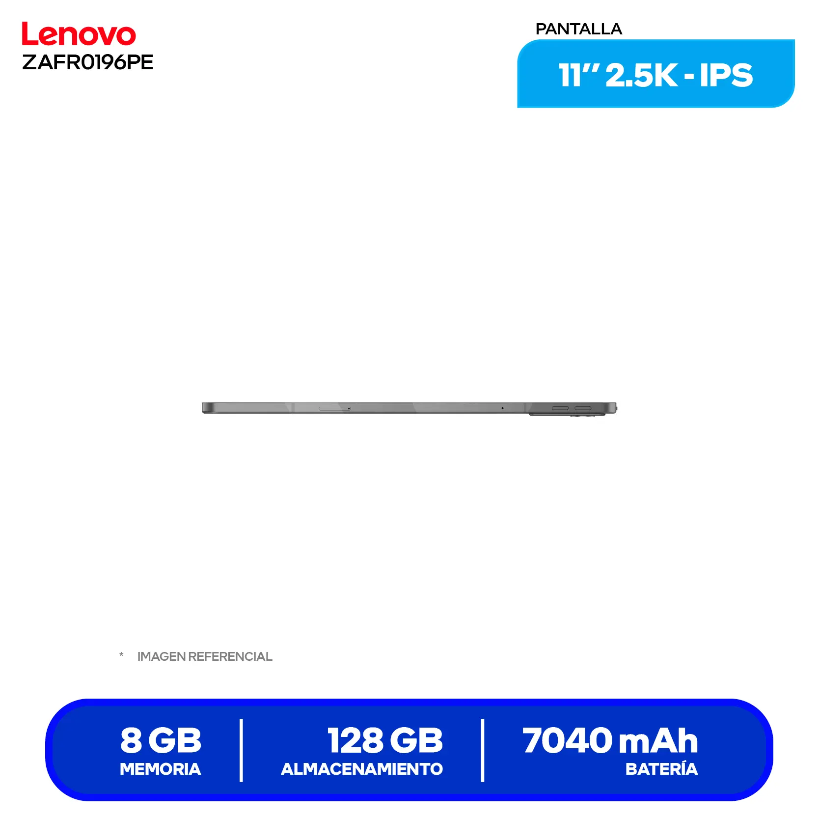 Tablet Lenovo Idea Tab (ZAFR0196PE) 8GB RAM, 128GB, 11'' 2.5K IPS 90Hz, Wi-Fi, Incluye Teclado en Español