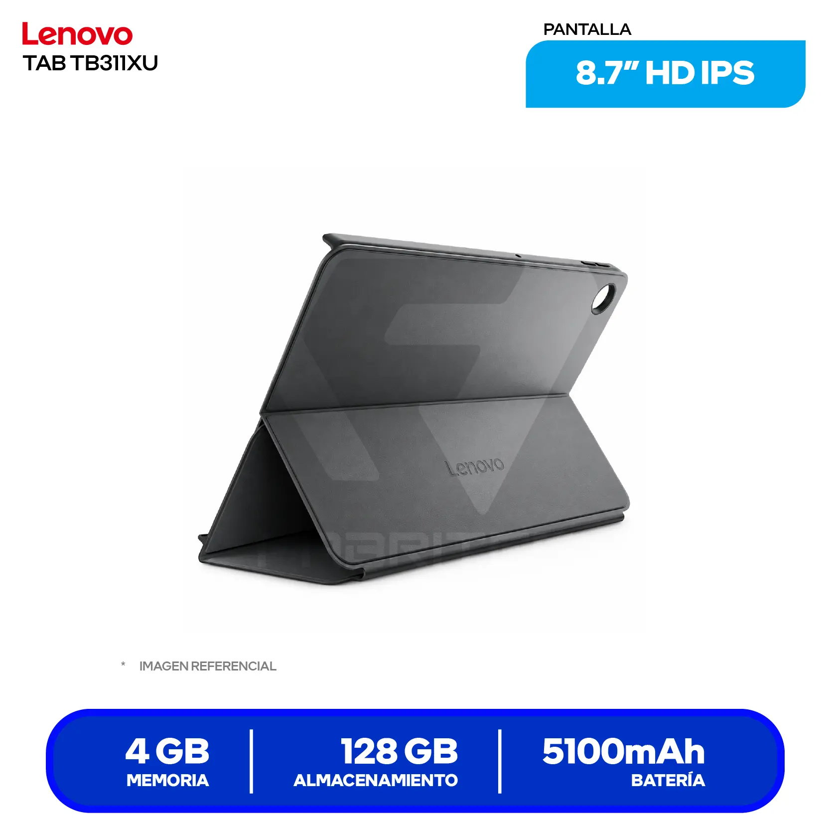 Tablet Lenovo Tab One (ZAF10142PE) 4GB RAM, 128GB, 8.7'' HD IPS, 4G LTE, Incluye Case Folio