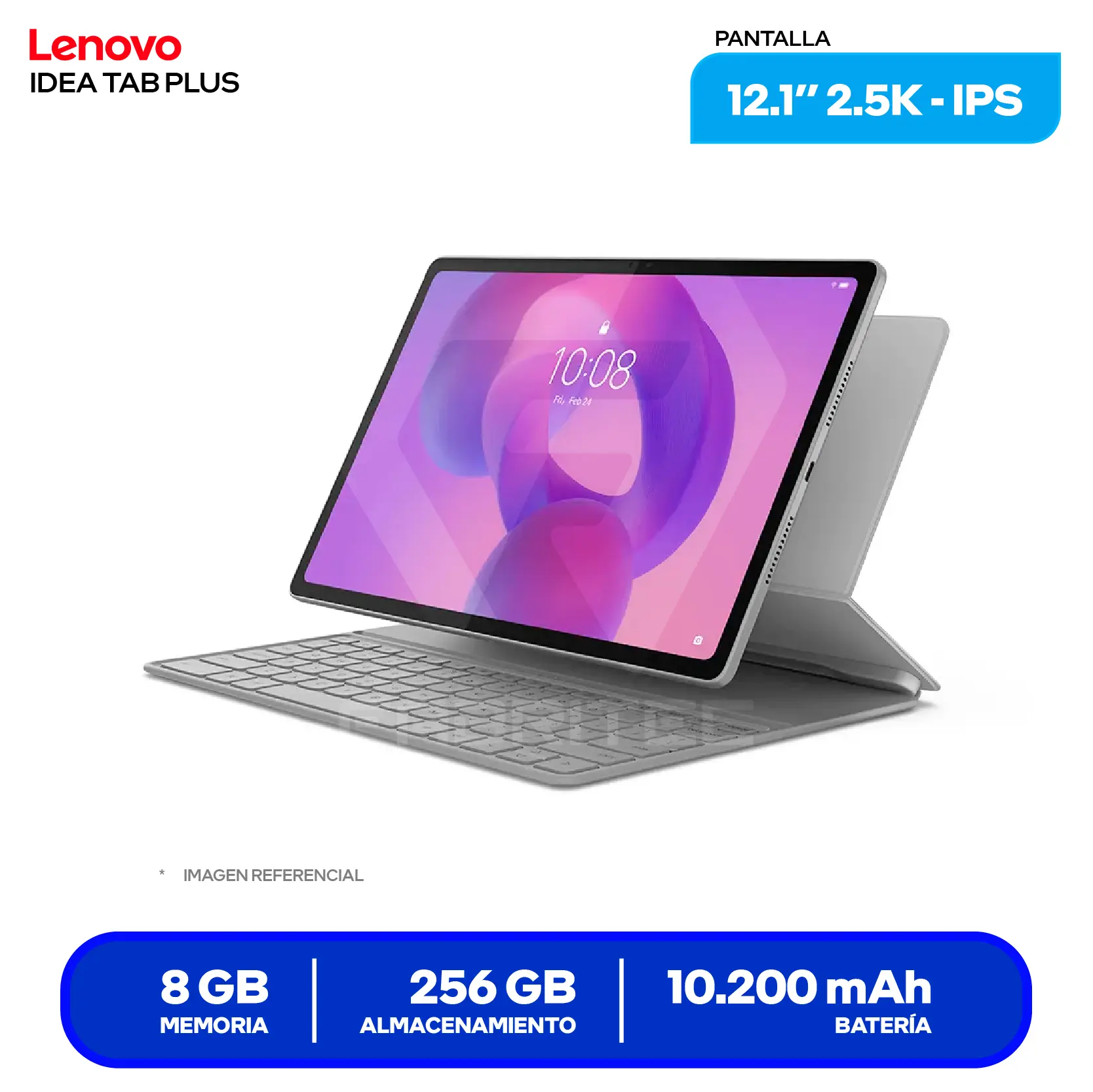 Tablet Lenovo Idea Tab Plus (ZAG70837PE) 8GB RAM, 256GB, 12.1'' 2.5K IPS 90Hz, Wi-Fi, Incluye Lápiz + Folio