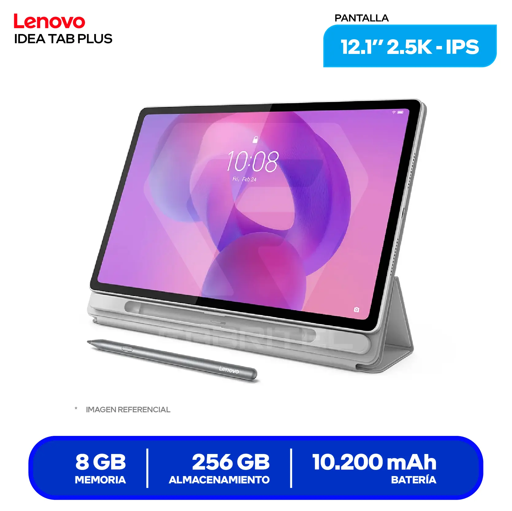 Tablet Lenovo Idea Tab Plus (ZAG70837PE) 8GB RAM, 256GB, 12.1'' 2.5K IPS 90Hz, Wi-Fi, Incluye Lápiz + Folio