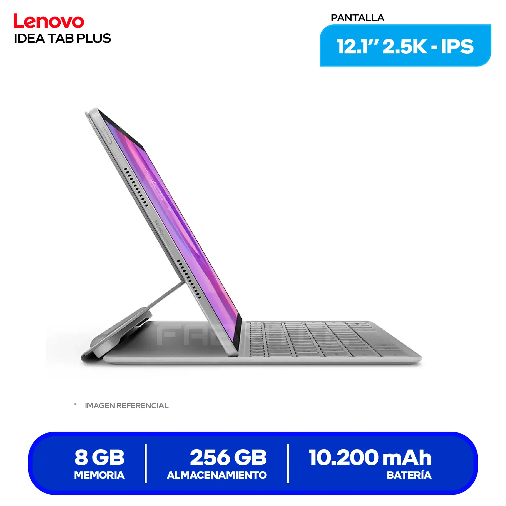 Tablet Lenovo Idea Tab Plus (ZAG70837PE) 8GB RAM, 256GB, 12.1'' 2.5K IPS 90Hz, Wi-Fi, Incluye Lápiz + Folio