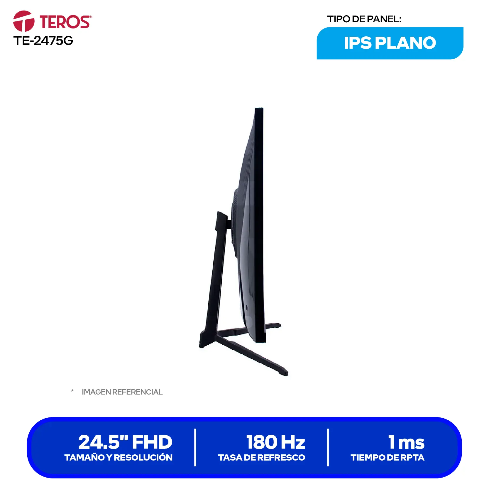 Monitor Teros Gaming 24.5" (TE-2475G) FHD, 180Hz, 1ms, Plano