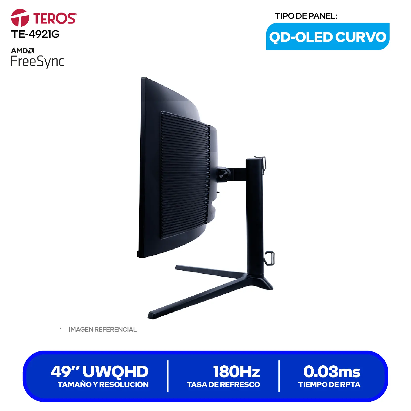 Monitor Teros Gaming 49" OLED (TE-4921G) UltraWide, 144Hz, 0.03ms, Curvo, Altavoces Integrados
