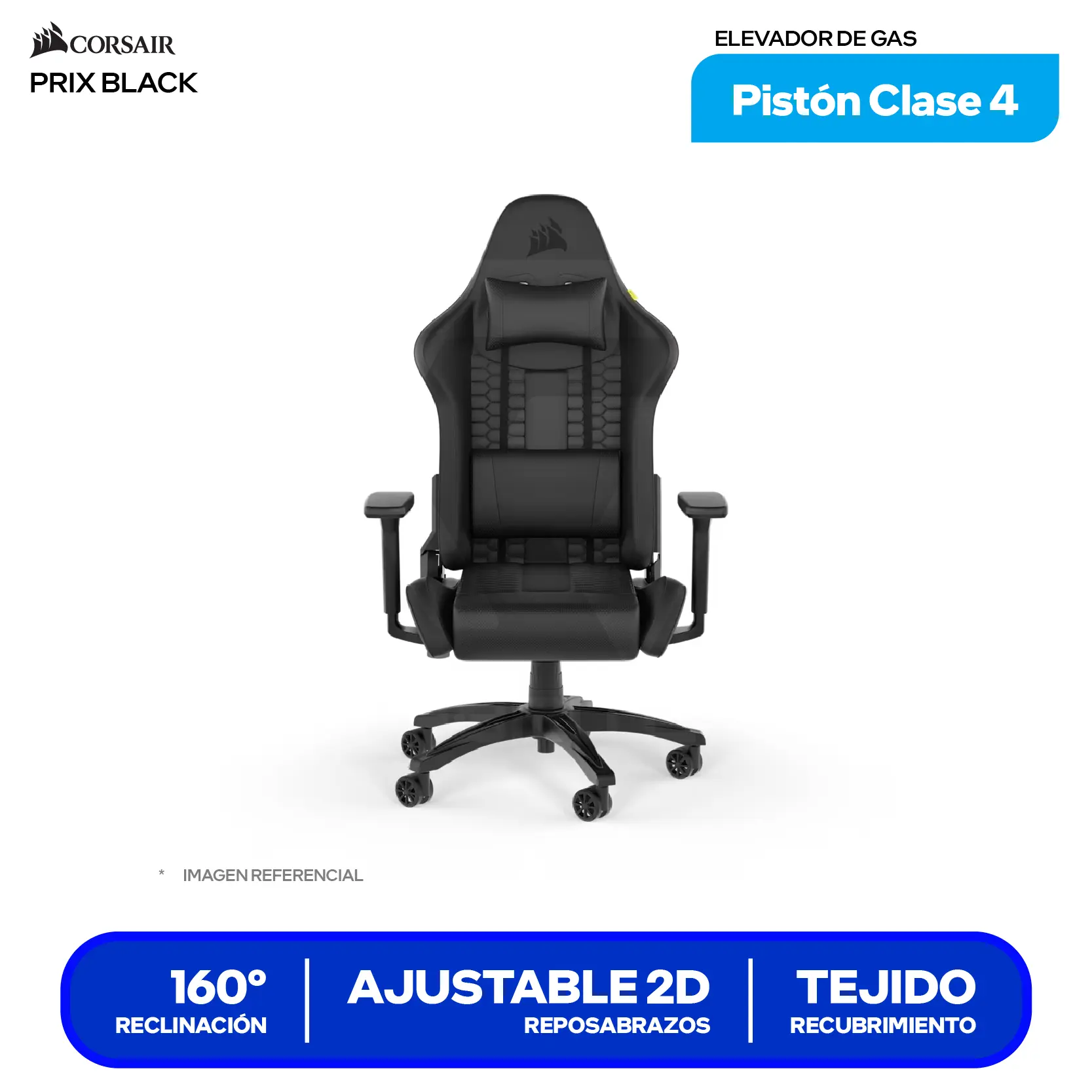 Silla Gamer Corsair TC100 RELAXED Leatherette Negro (CF-9010050-WW)