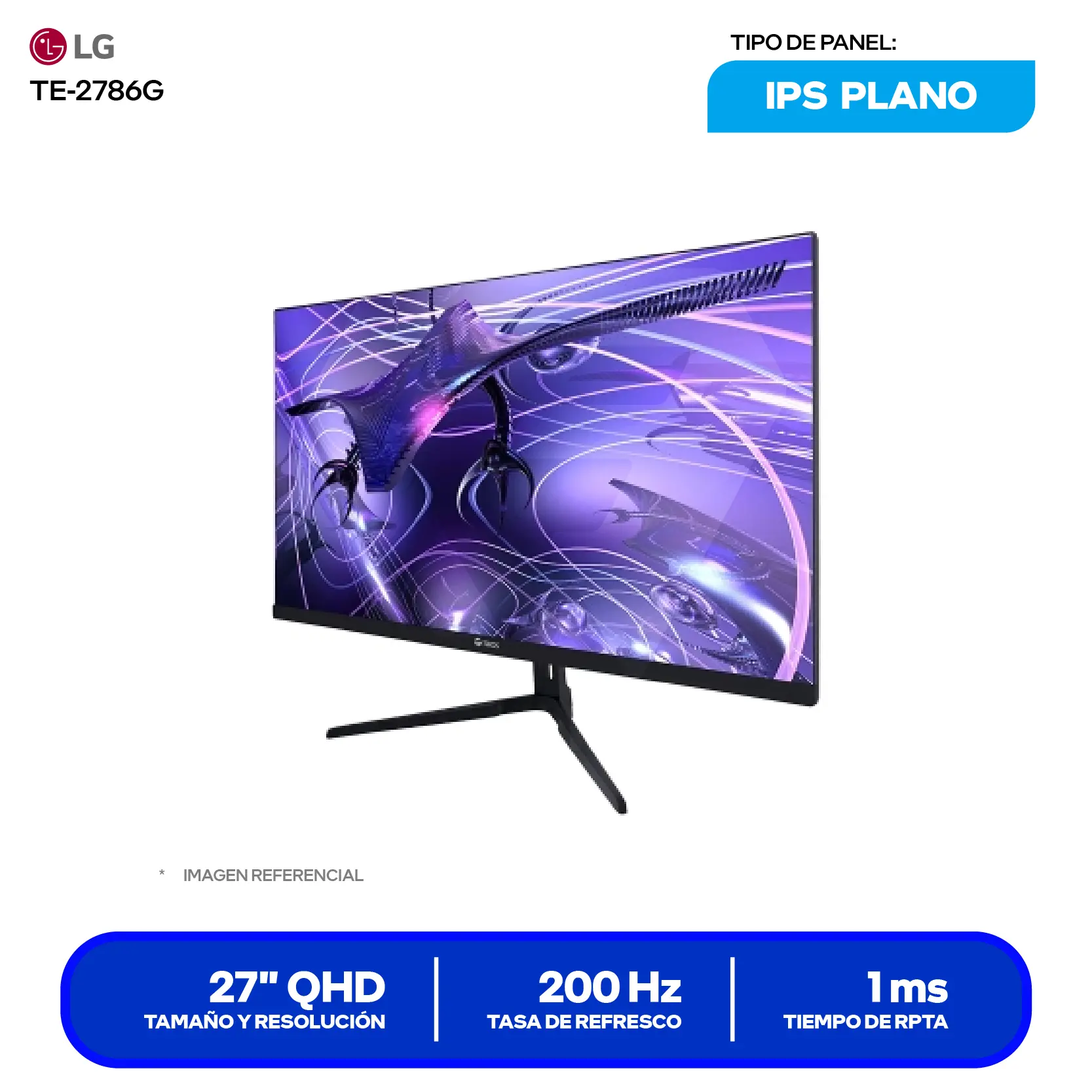 Monitor Teros Gaming 27" IPS (TE-2786G) FHD, 200Hz, 1ms, Plano