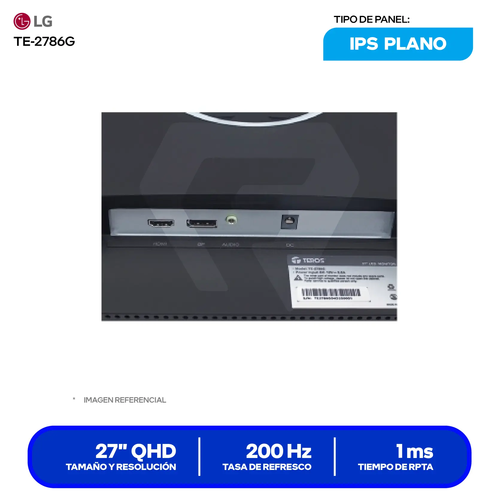 Monitor Teros Gaming 27" IPS (TE-2786G) FHD, 200Hz, 1ms, Plano