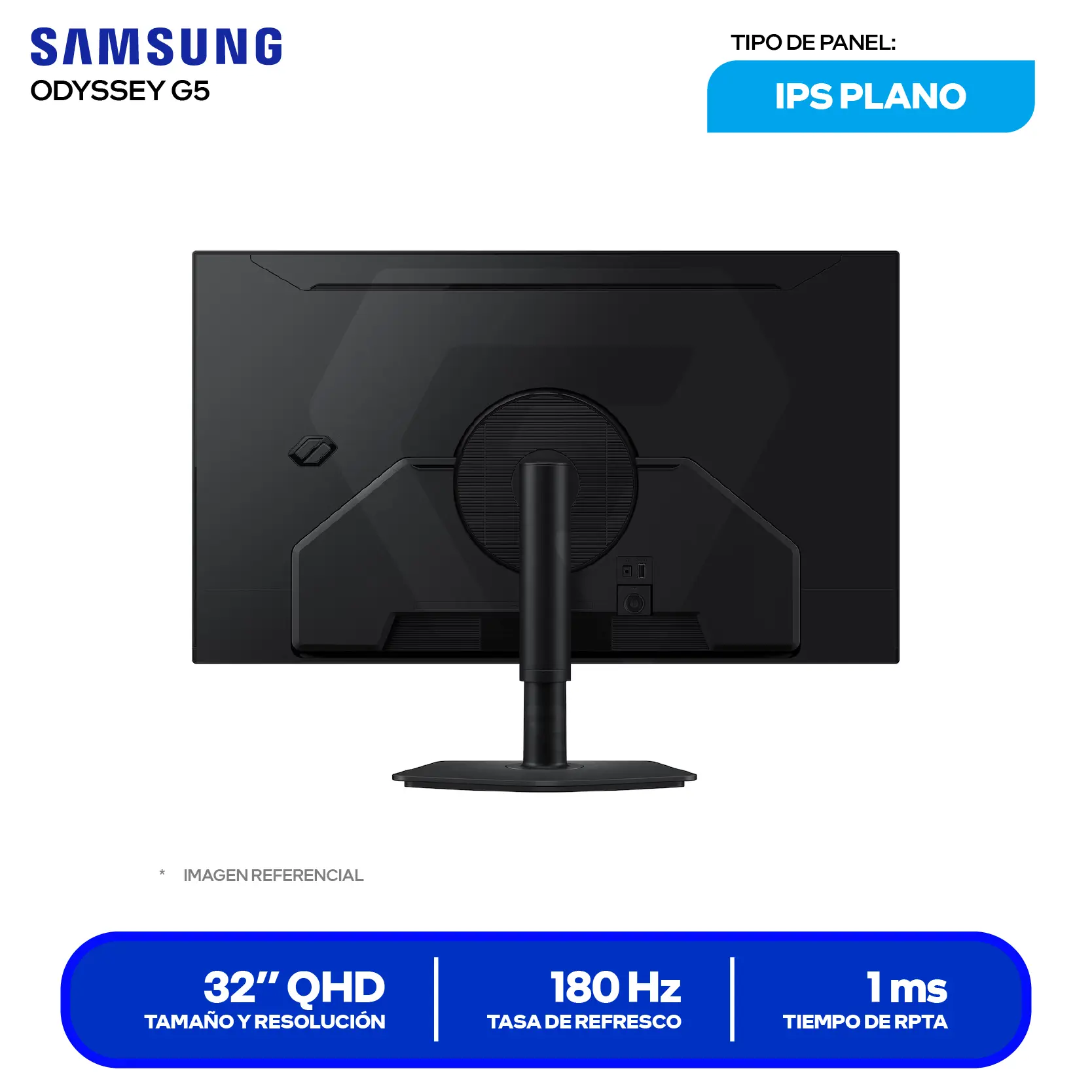 Monitor Samsung Odyssey G5 32" IPS (LS32FG500ELXPE) QHD, 180Hz, 1ms, Plano