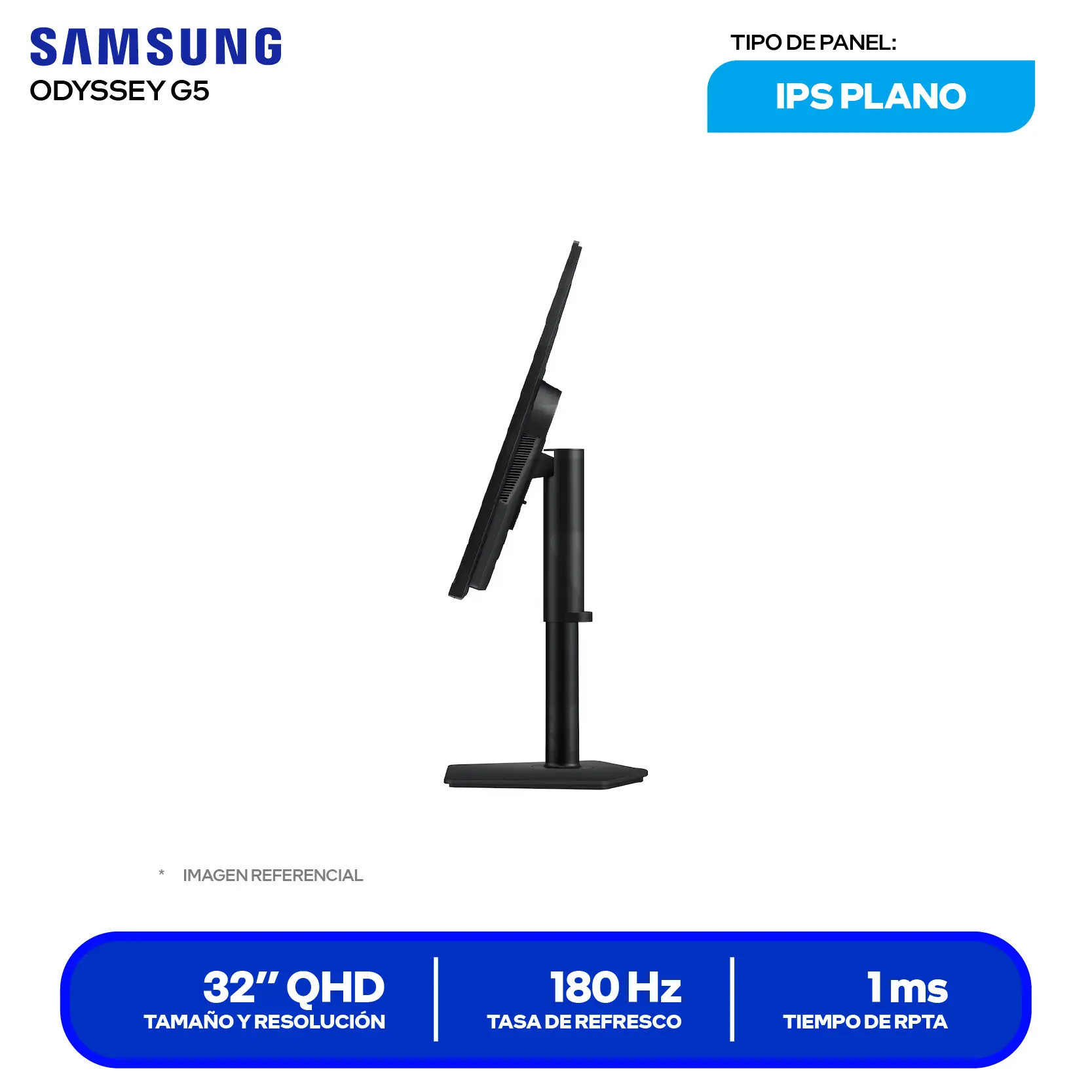 Monitor Samsung Odyssey G5 32" IPS (LS32FG500ELXPE) QHD, 180Hz, 1ms, Plano
