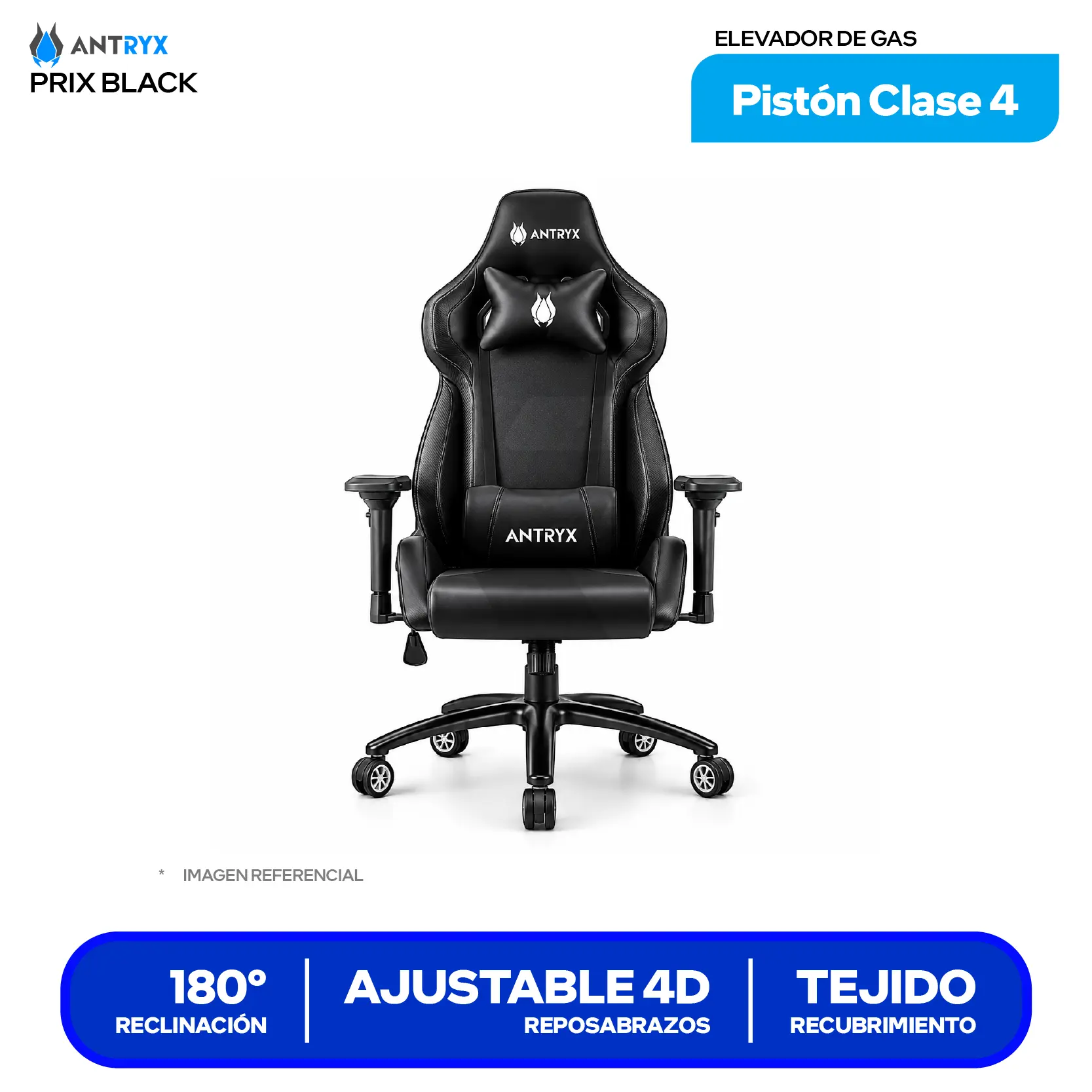 Silla Gamer Antryx Xtreme Racing Prix Black 4D Negro (AXR-6600-4BK)