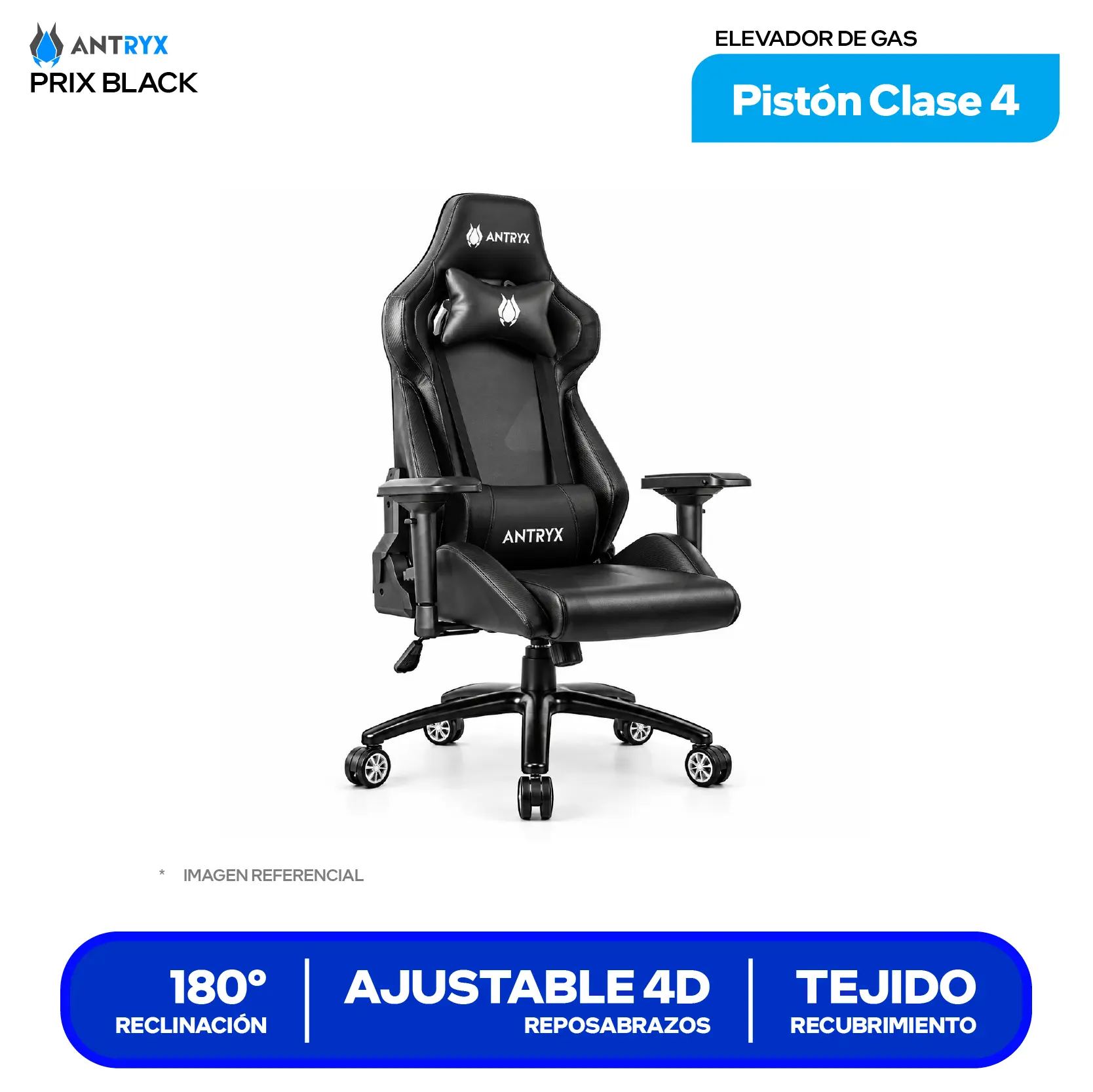 Silla Gamer Antryx Xtreme Racing Prix Black 4D Negro (AXR-6600-4BK)