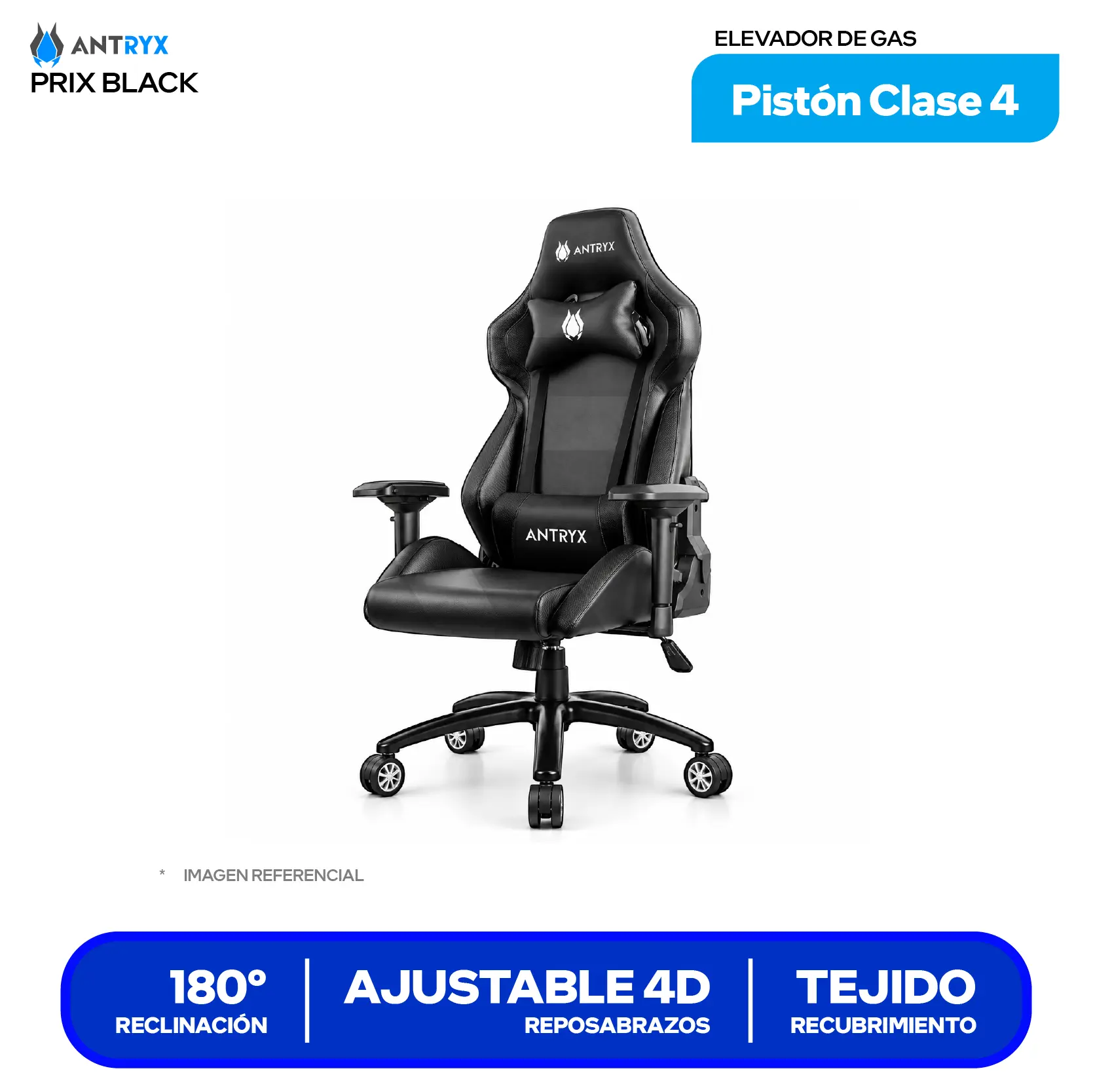 Silla Gamer Antryx Xtreme Racing Prix Black 4D Negro (AXR-6600-4BK)