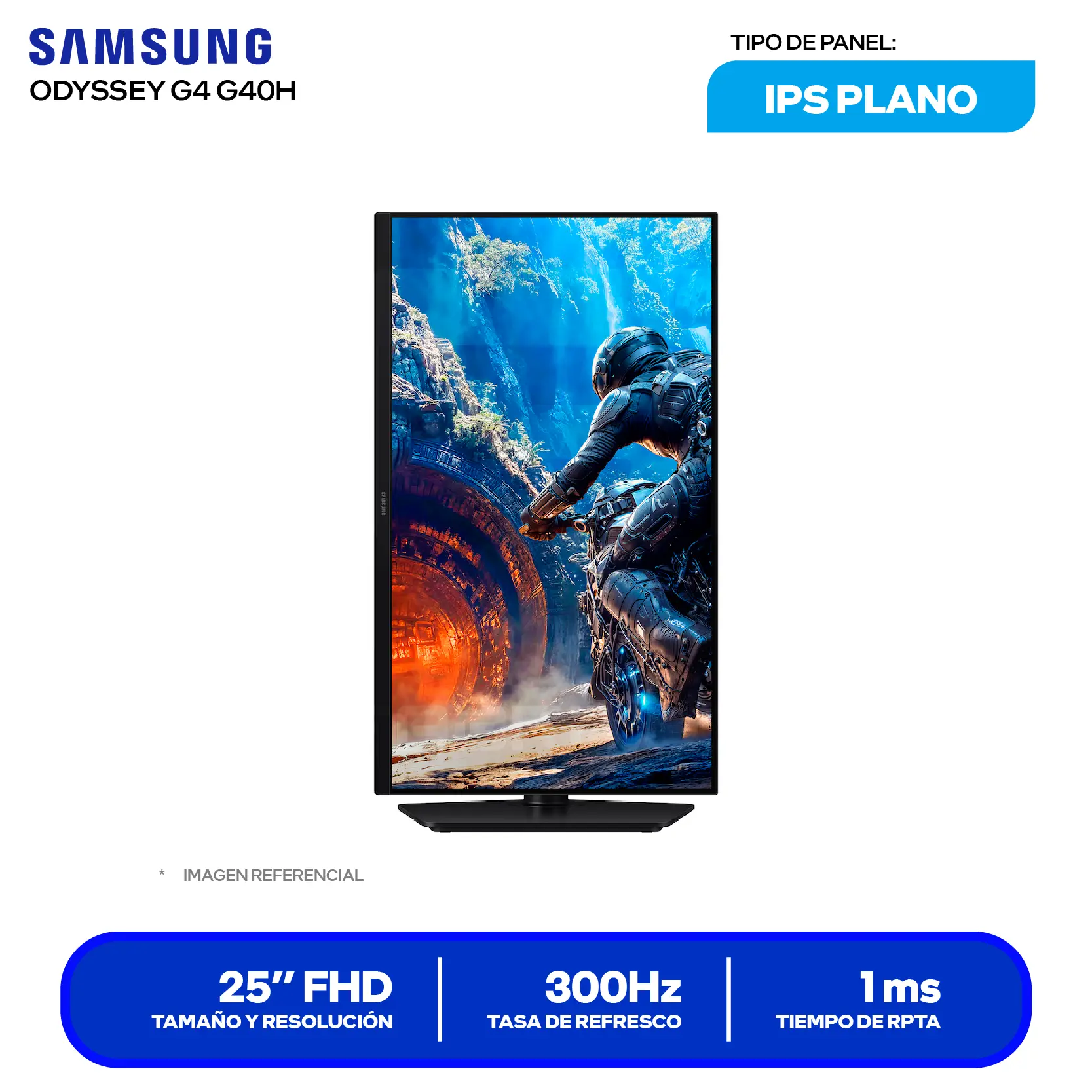 Monitor Samsung Odyssey G4 25" IPS (LS25HG400ENXZA) FHD, 300Hz, 1ms, Plano
