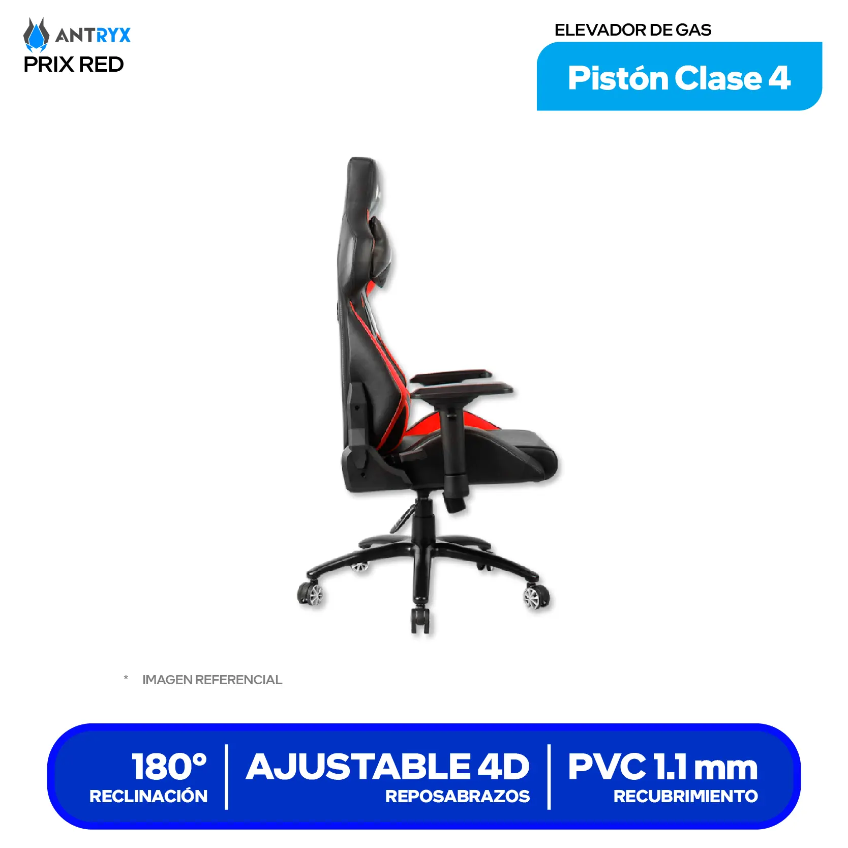 Silla Gamer Antryx Xtreme Racing Prix RV Red 4D Rojo (AXR-6610-4RD)