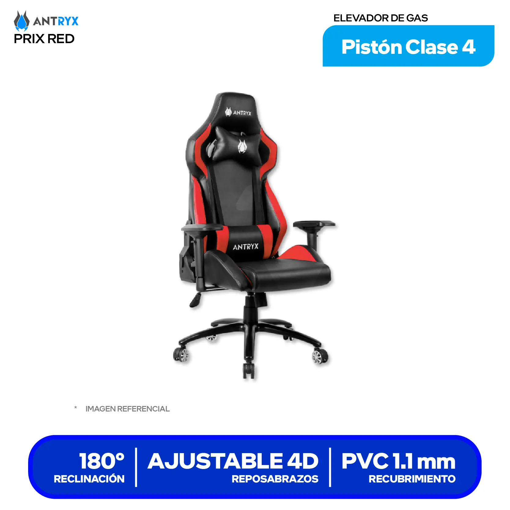 Silla Gamer Antryx Xtreme Racing Prix RV Red 4D Rojo (AXR-6610-4RD)