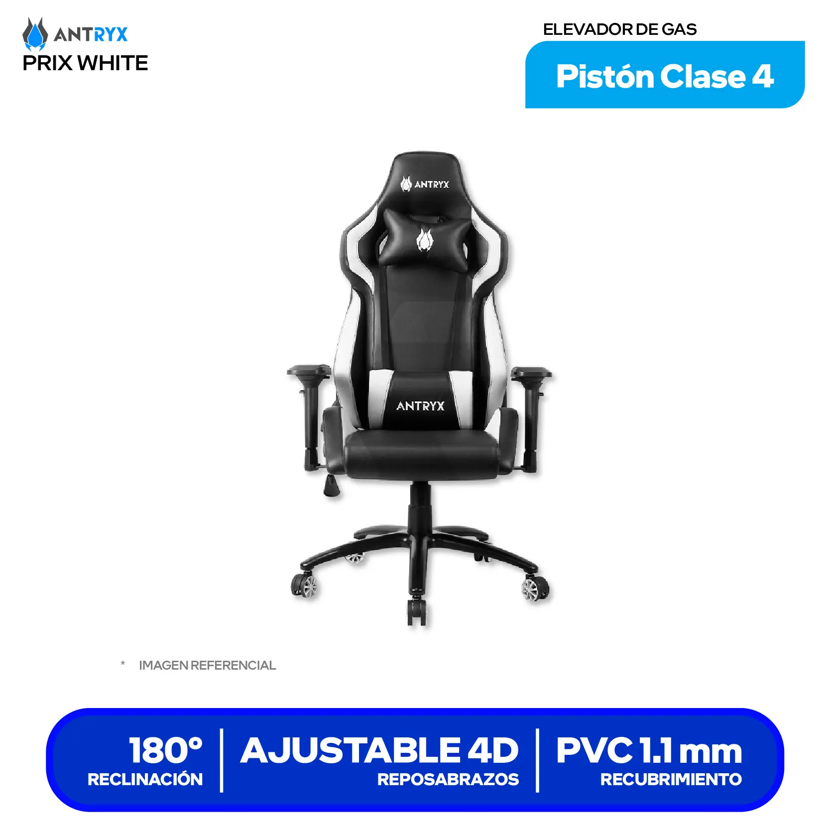 Silla Gamer Antryx Xtreme Racing Prix RV White 4D Blanco (AXR-6610-4WE)