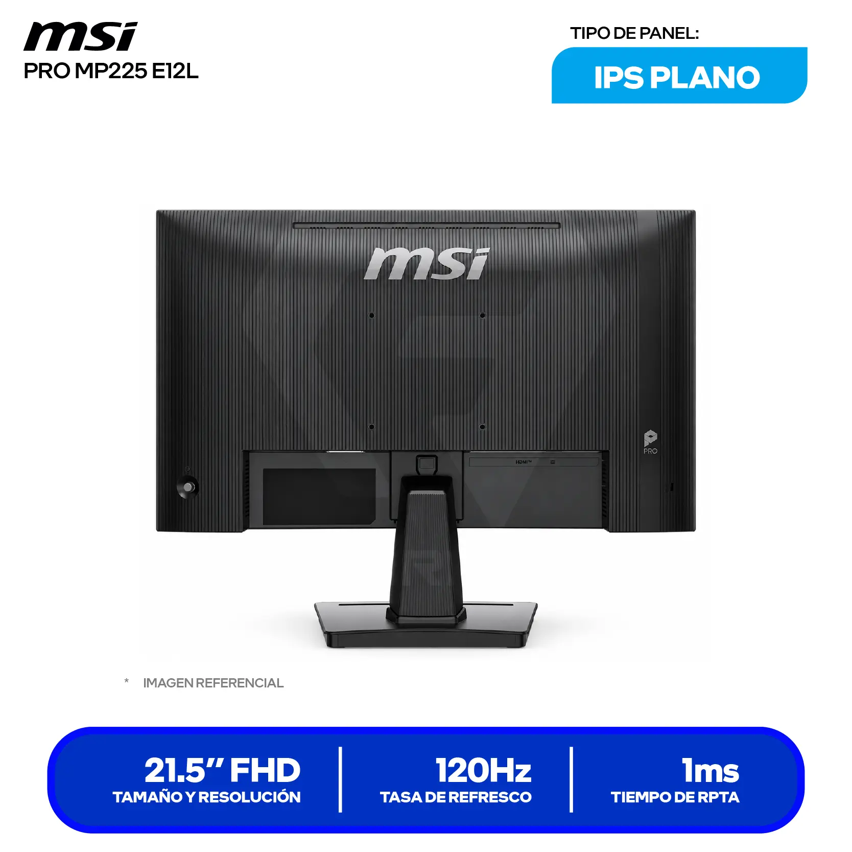 Monitor MSI Pro 21.45" VA (PRO MP225 E12) FHD, 120Hz, 1ms, Plano
