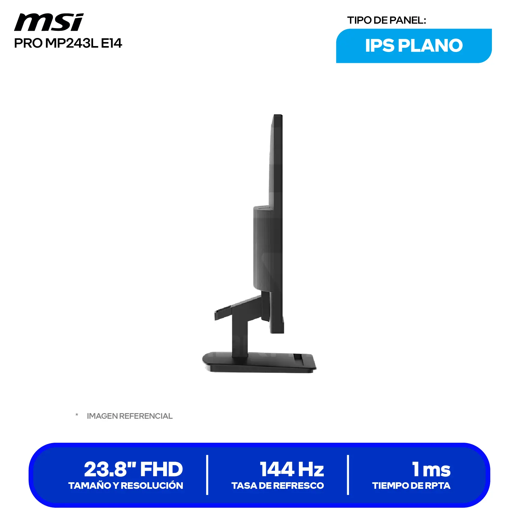 Monitor MSI Pro 23.8" IPS (3PE1) FHD, 144Hz, 1ms, Plano