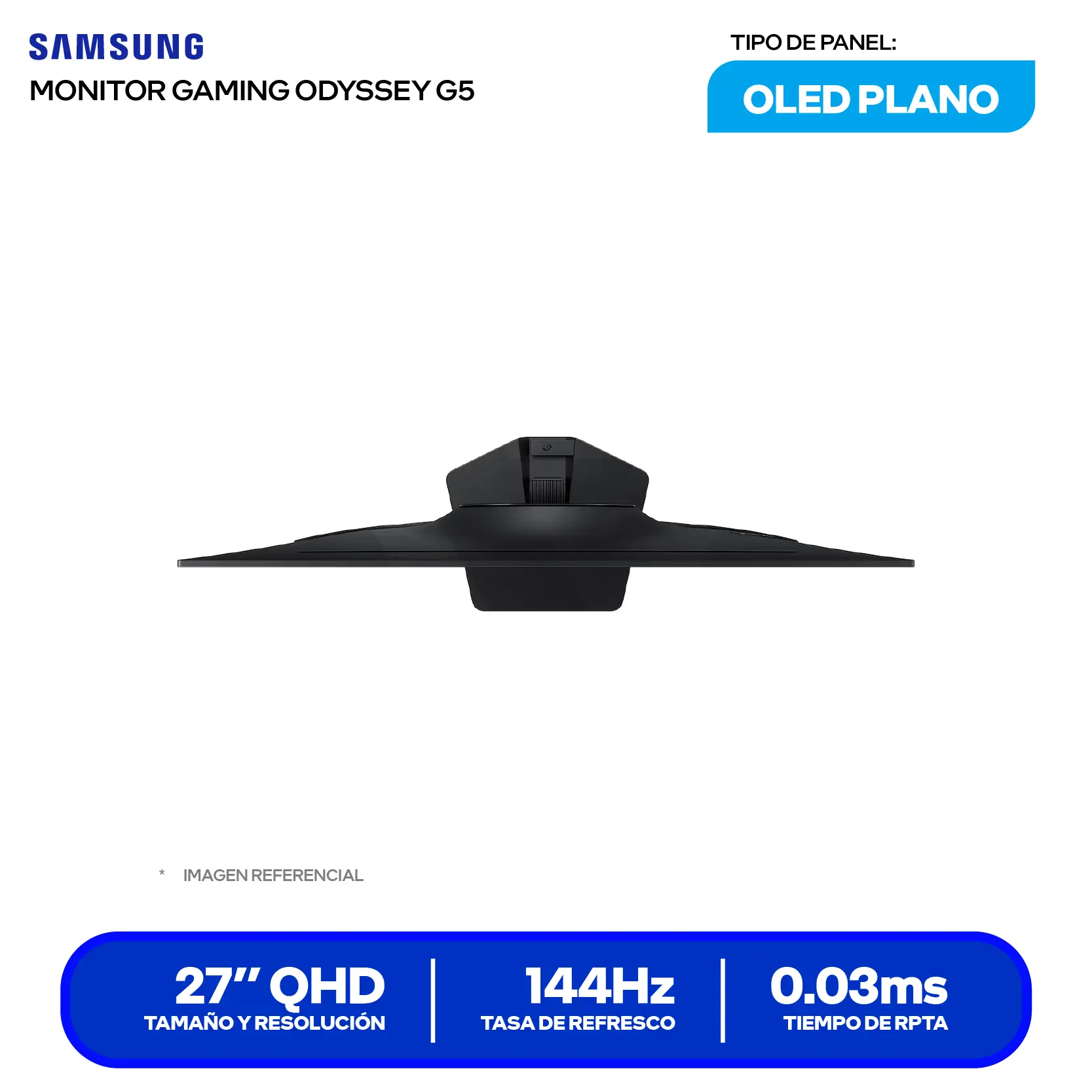 Monitor Samsung Odyssey G5 27" OLED (LS27FG500SLXPE) QHD, 180Hz, 0.03ms, Plano