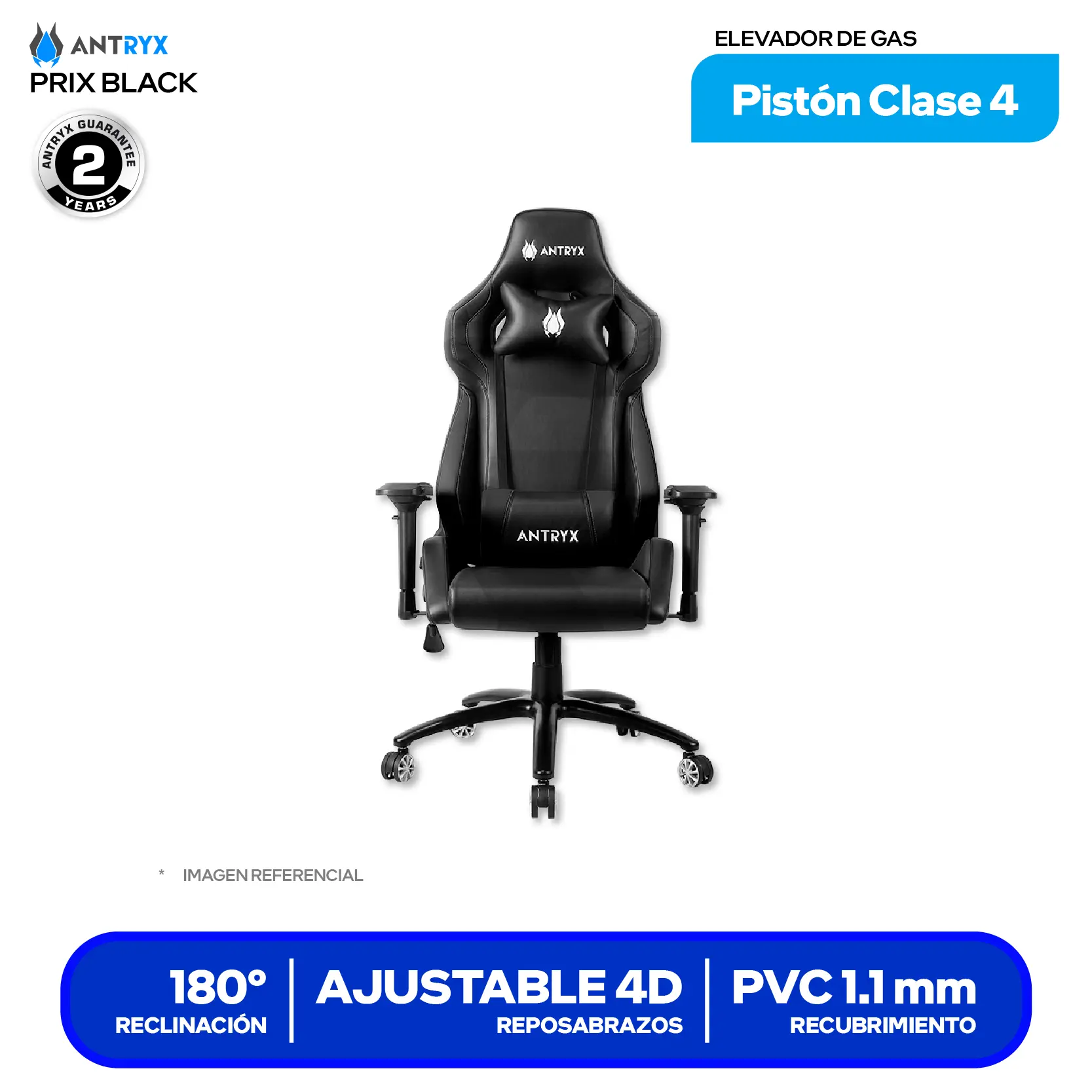 SILLA GAMING ANTRYX XTREME RACING PRIX RV BLACK 4D ( AXR-6610-4BK )