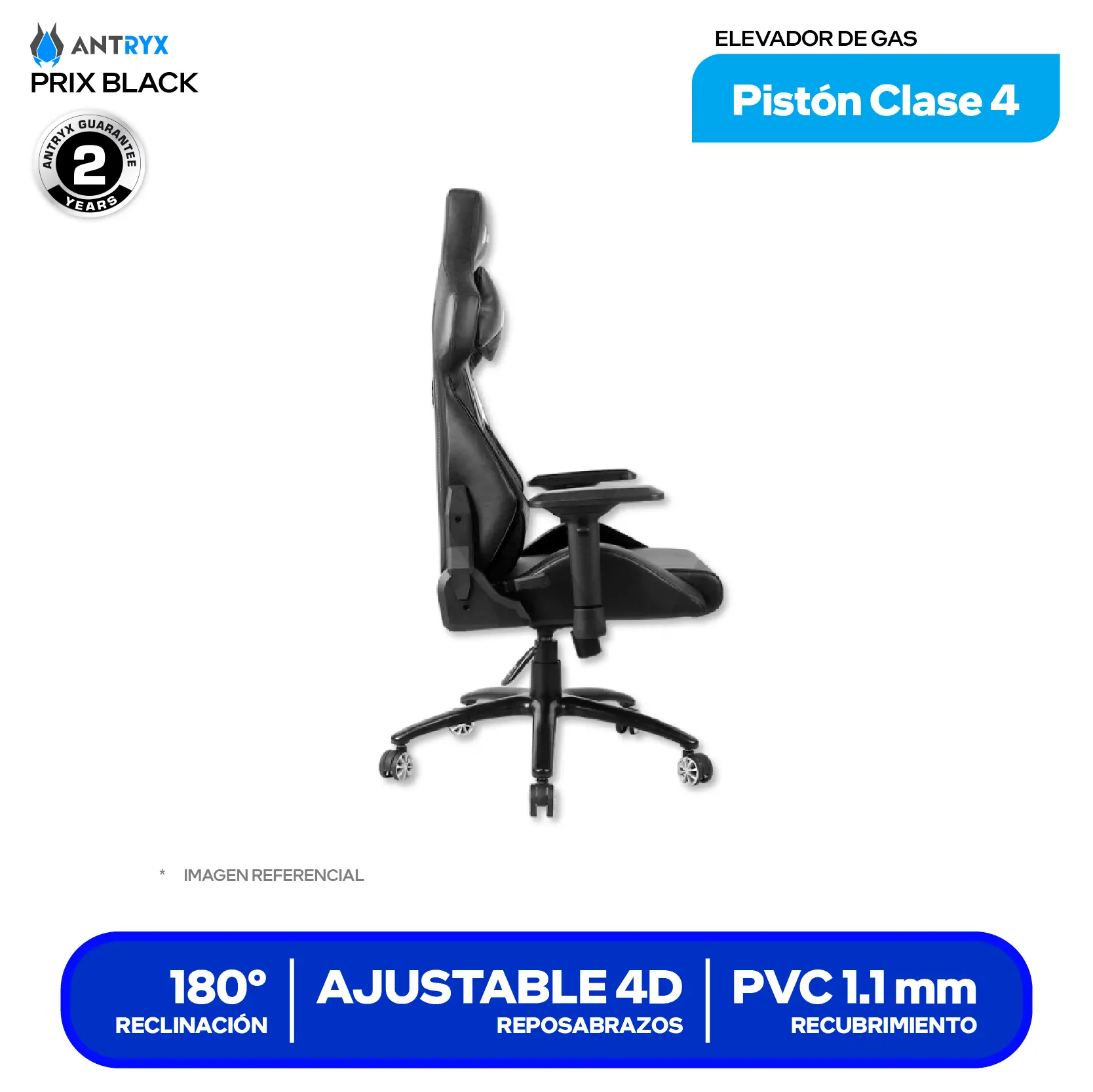 SILLA GAMING ANTRYX XTREME RACING PRIX RV BLACK 4D ( AXR-6610-4BK )
