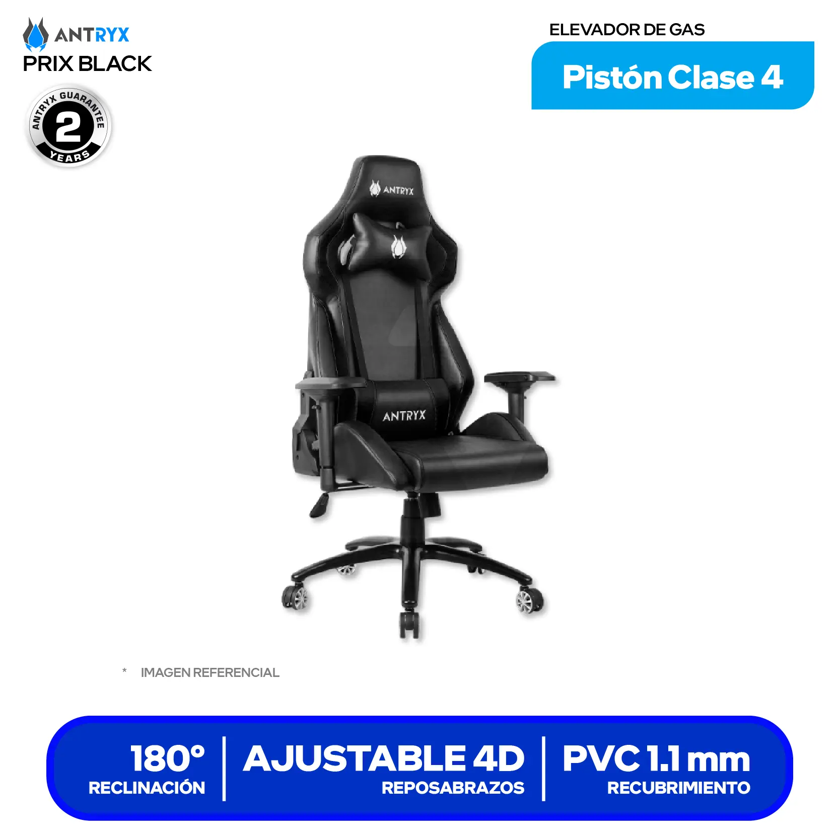 SILLA GAMING ANTRYX XTREME RACING PRIX RV BLACK 4D ( AXR-6610-4BK )