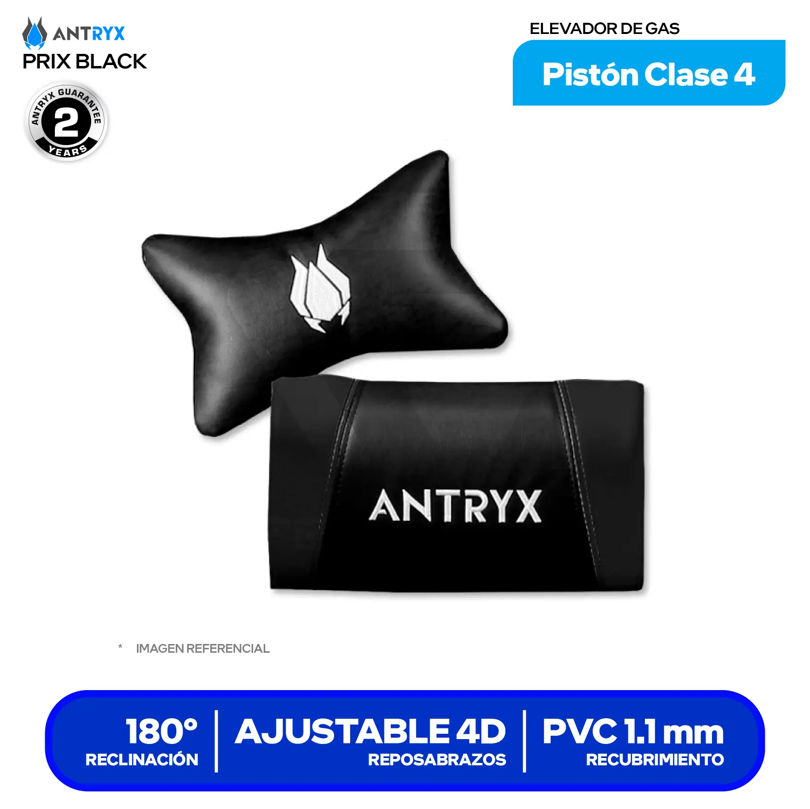 SILLA GAMING ANTRYX XTREME RACING PRIX RV BLACK 4D ( AXR-6610-4BK )