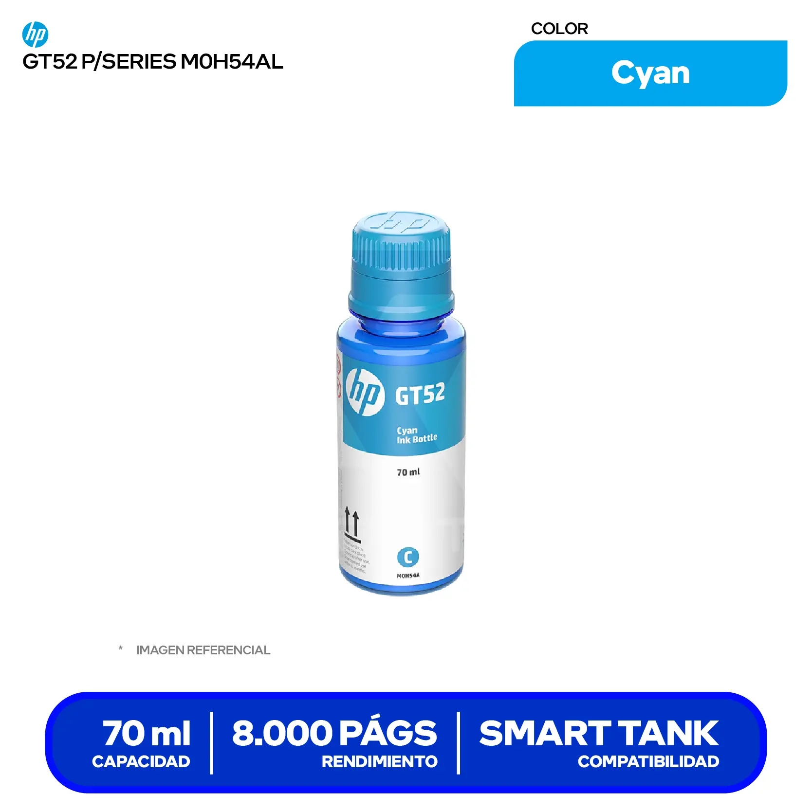 Botella de Tinta HP GT52 Cian (M0H54AL)