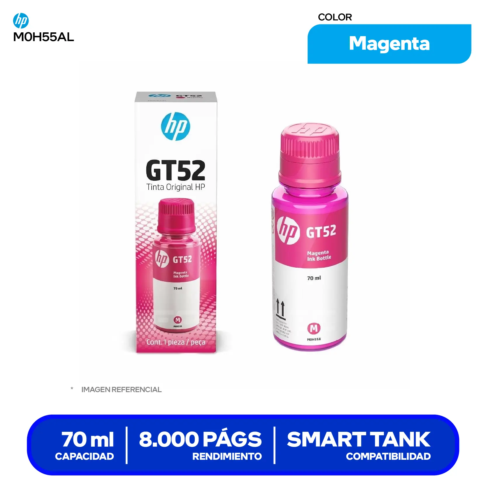 Botella de Tinta HP GT52 Magenta (M0H55AL)