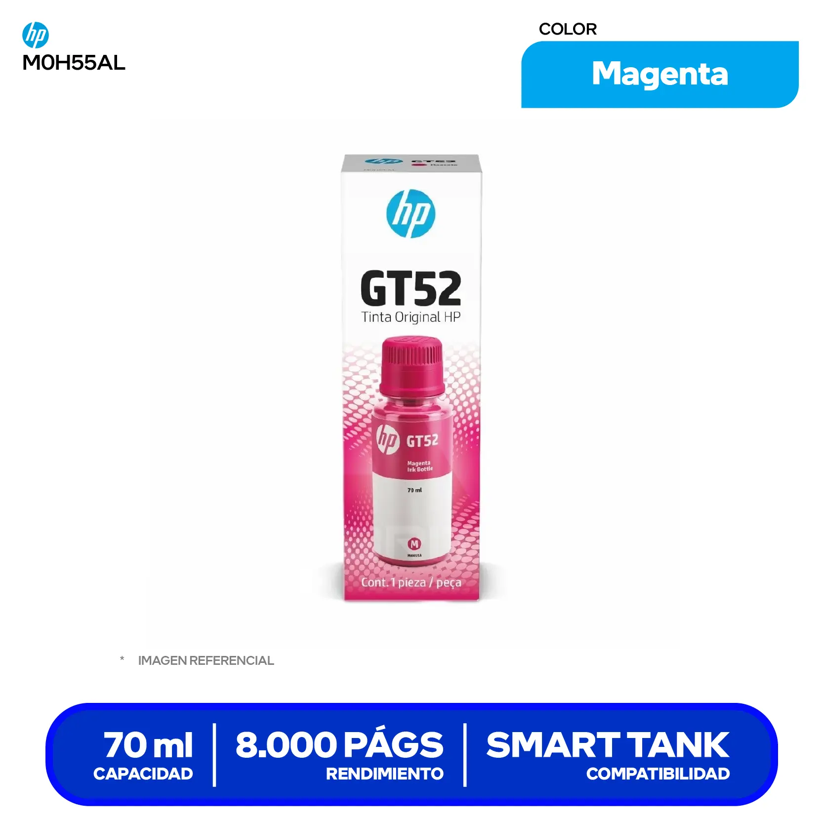 Botella de Tinta HP GT52 Magenta (M0H55AL)