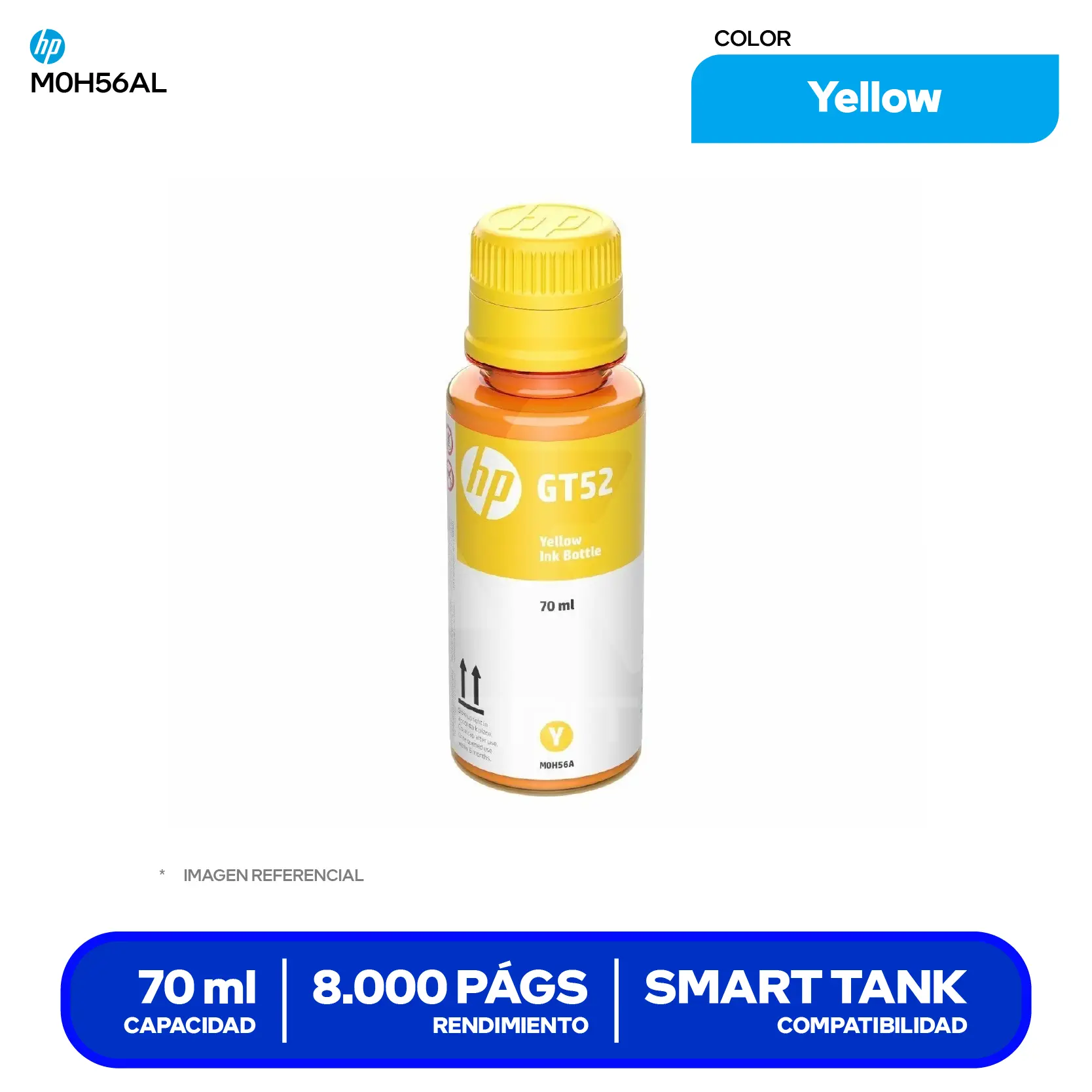 Botella de Tinta HP GT52 Amarillo (M0H56AL)
