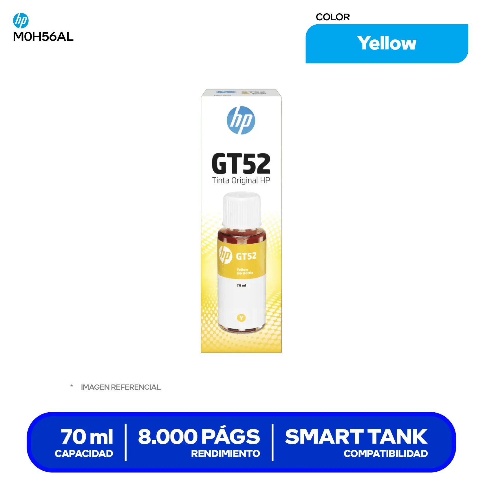 Botella de Tinta HP GT52 Amarillo (M0H56AL)