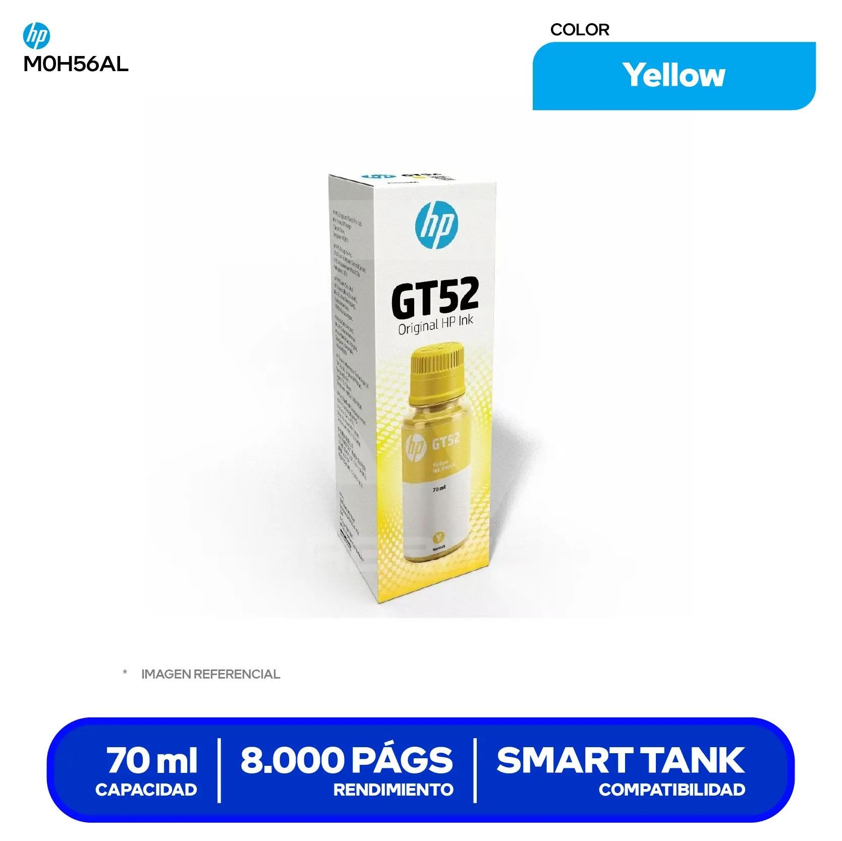 Botella de Tinta HP GT52 Amarillo (M0H56AL)