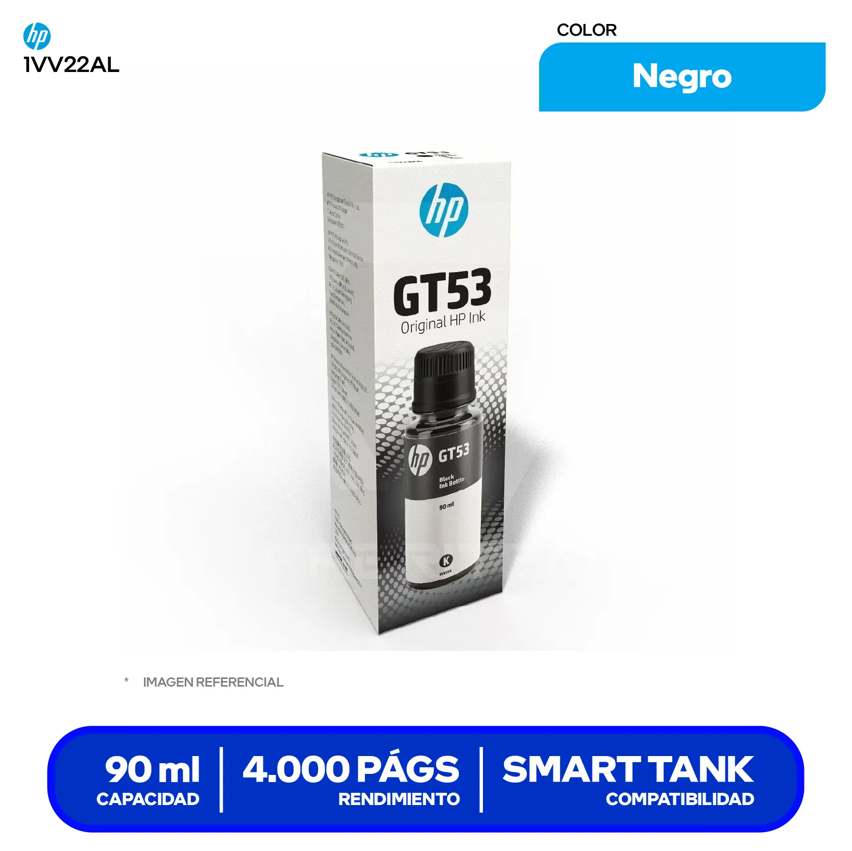 Botella de Tinta HP GT53 Negro (1VV22AL)