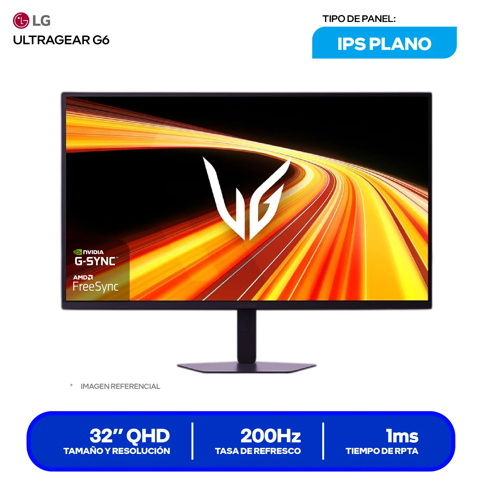 Monitor LG UltraGear 32'' IPS (32G620B-B) FHD, 144Hz, 1ms, Plano