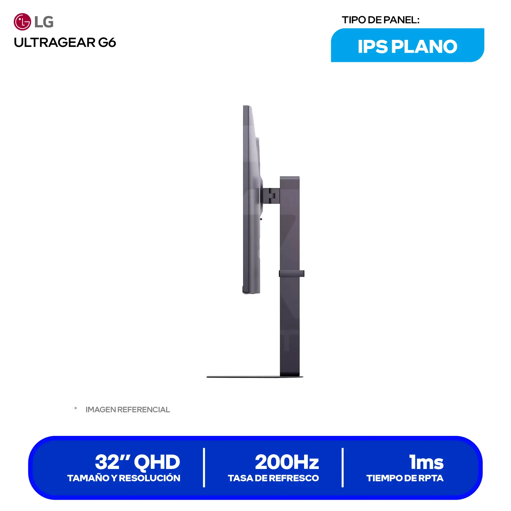 Monitor LG UltraGear 32'' IPS (32G620B-B) FHD, 144Hz, 1ms, Plano
