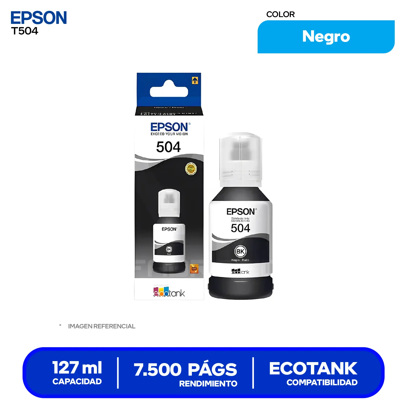 Botella de Tinta Epson T504 Negro (T504120-AL)