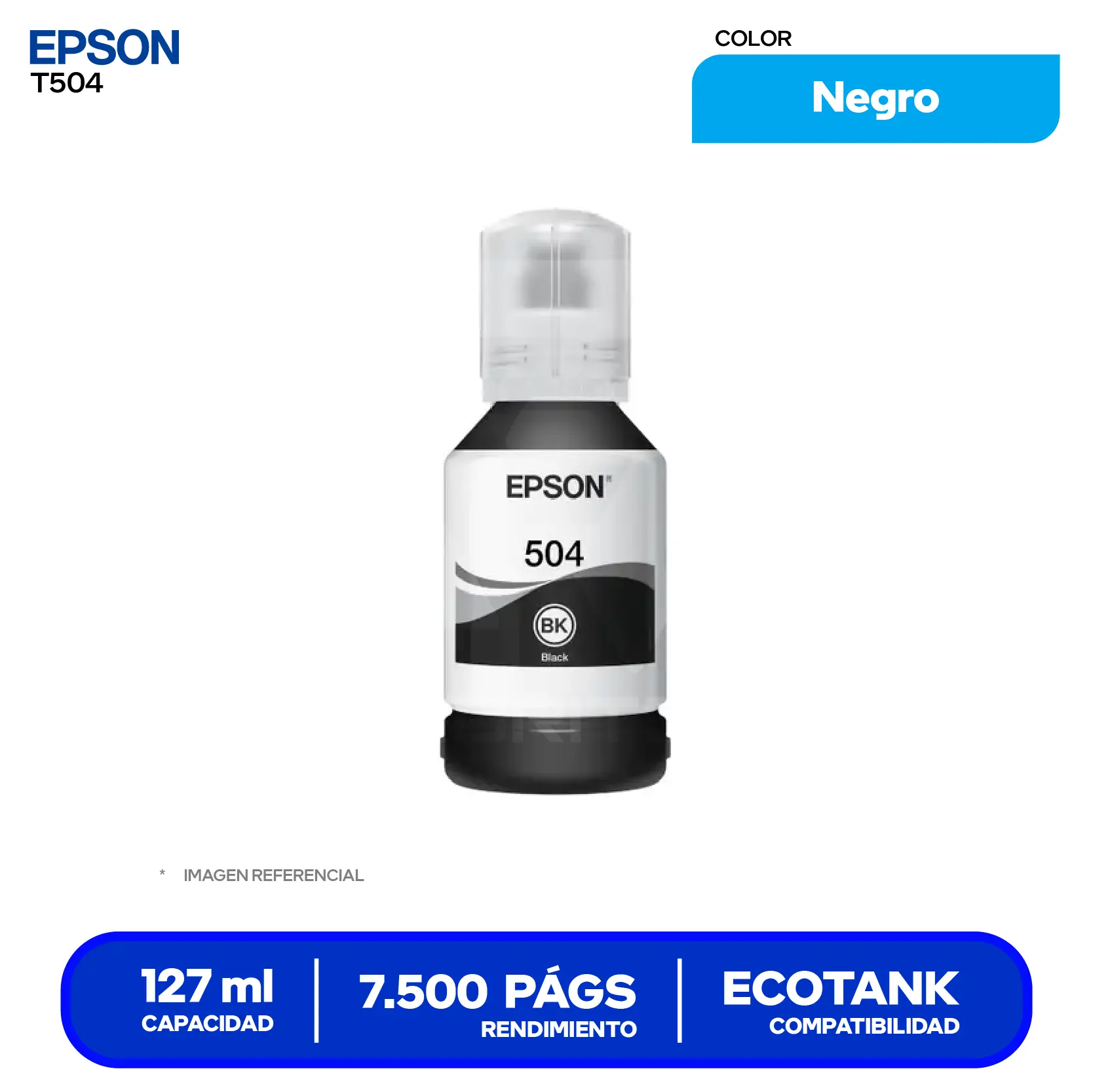 Botella de Tinta Epson T504 Negro (T504120-AL)