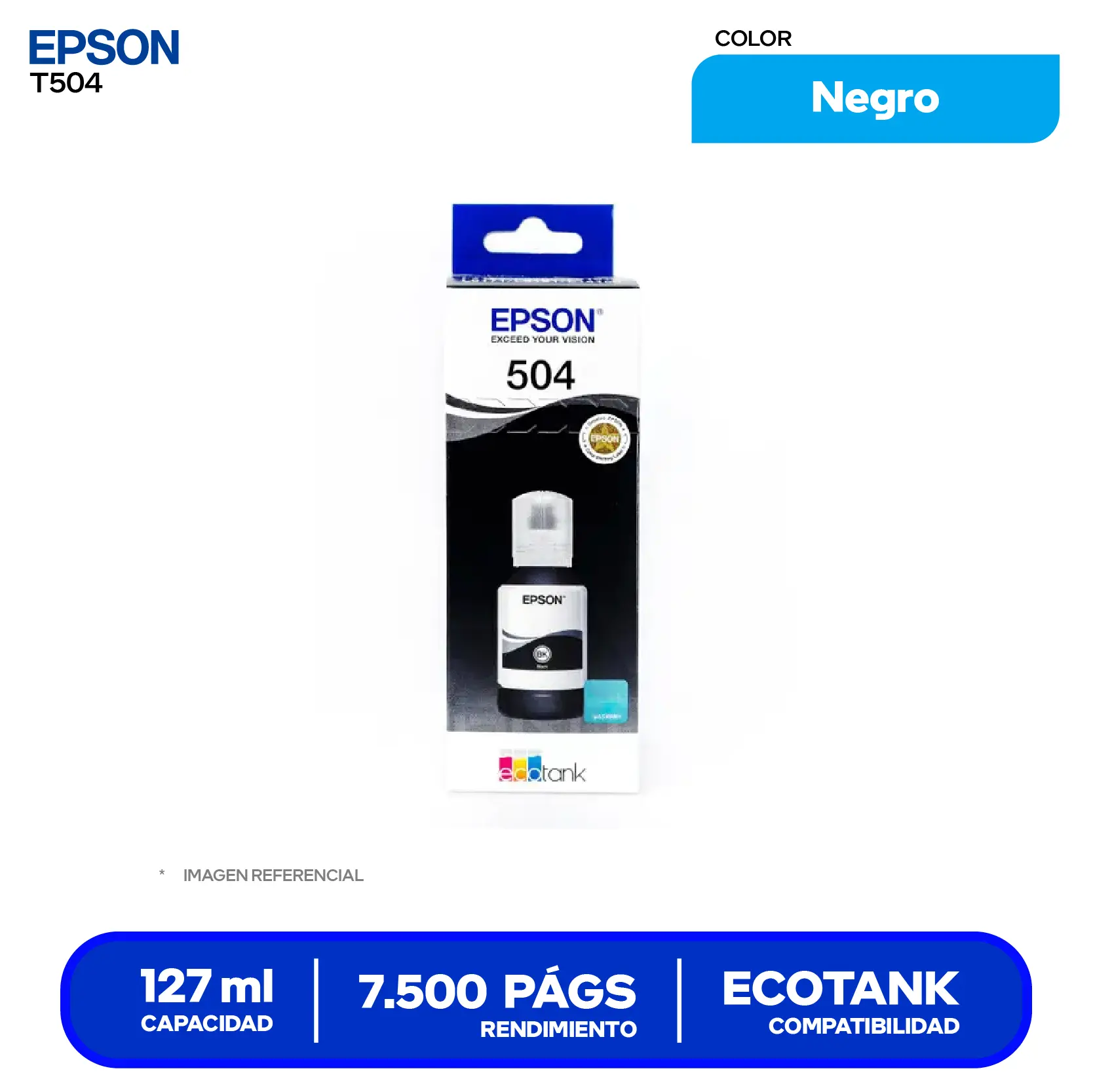 Botella de Tinta Epson T504 Negro (T504120-AL)