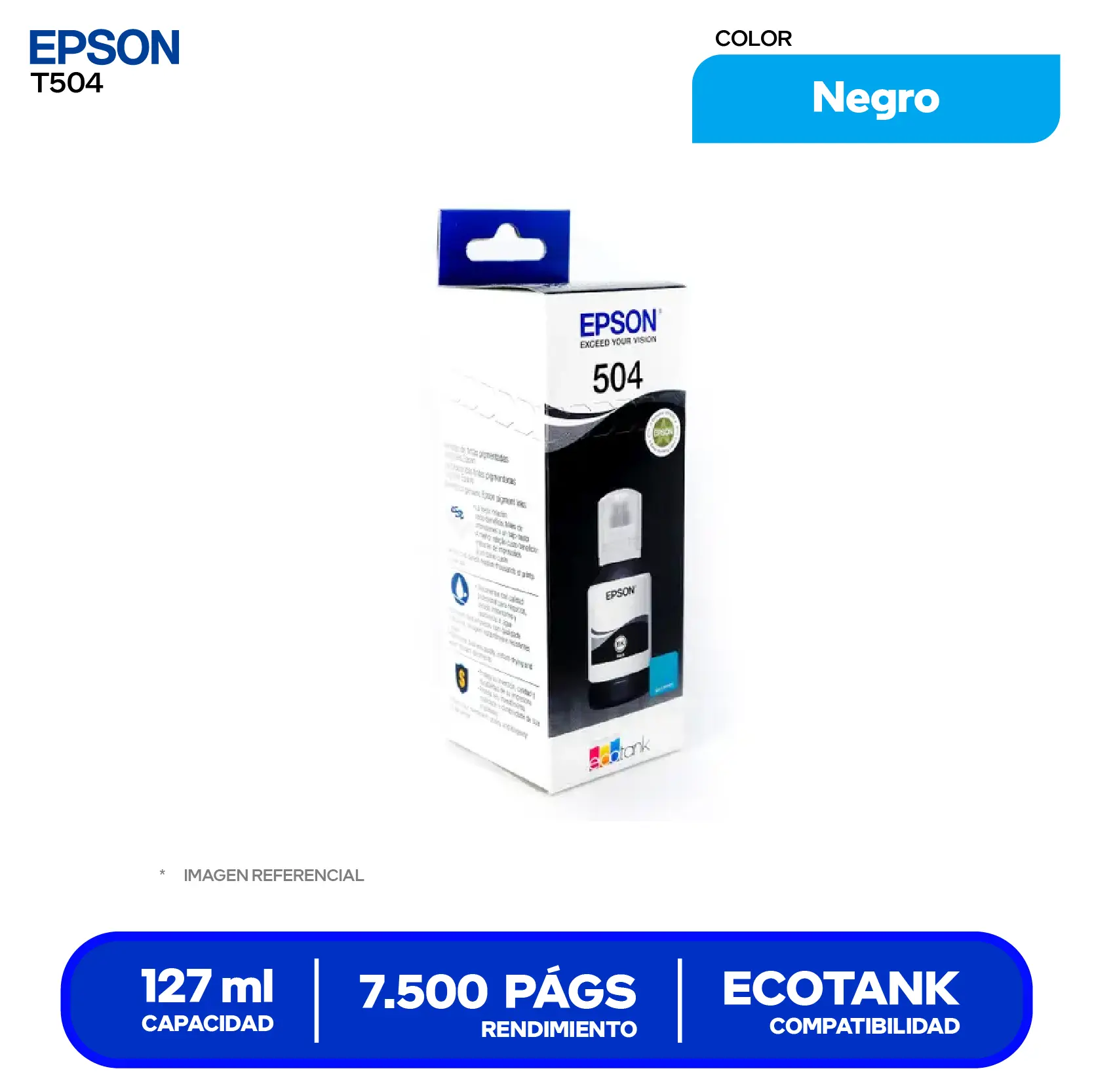 Botella de Tinta Epson T504 Negro (T504120-AL)