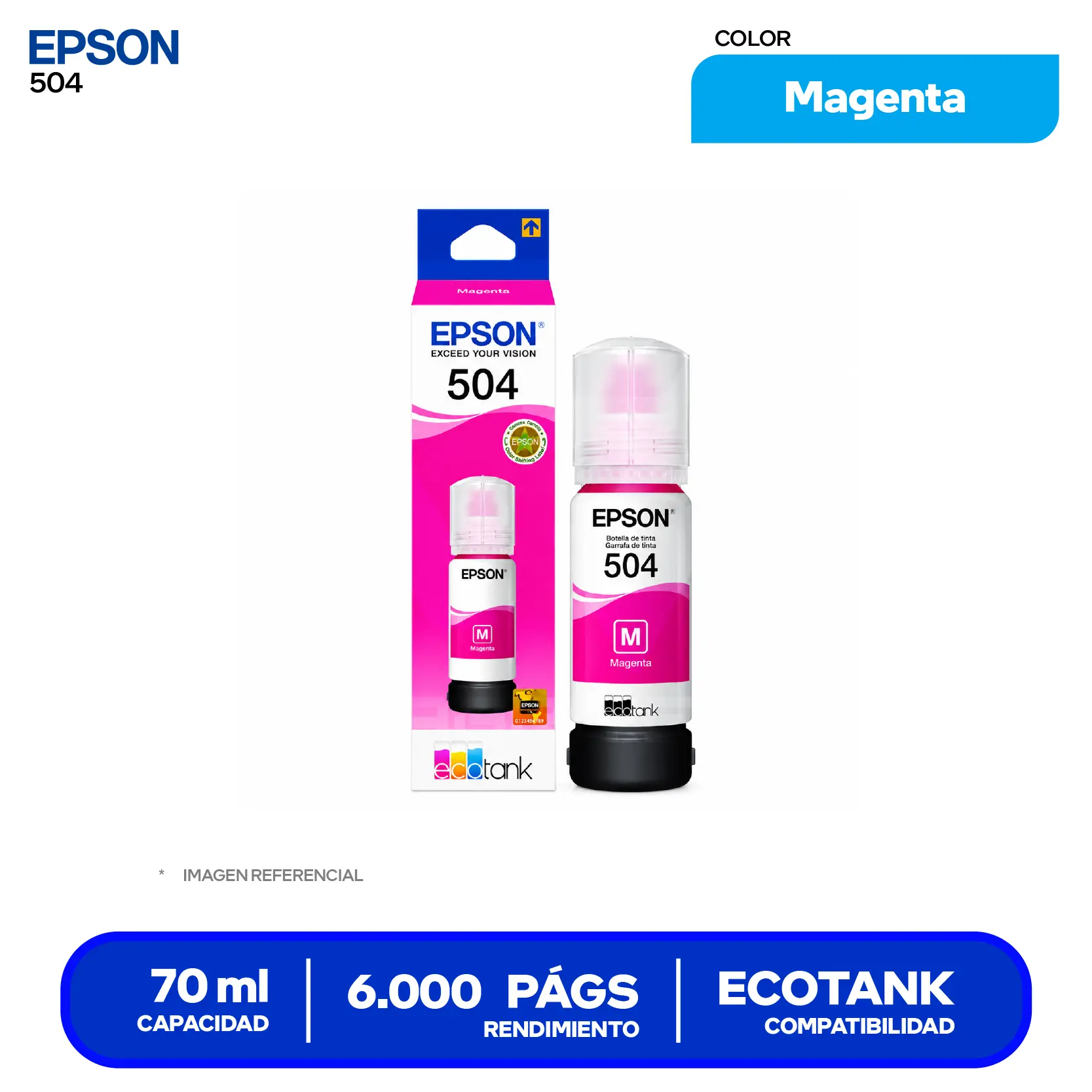 Botella de Tinta Epson T504 Magenta (T504320-AL)