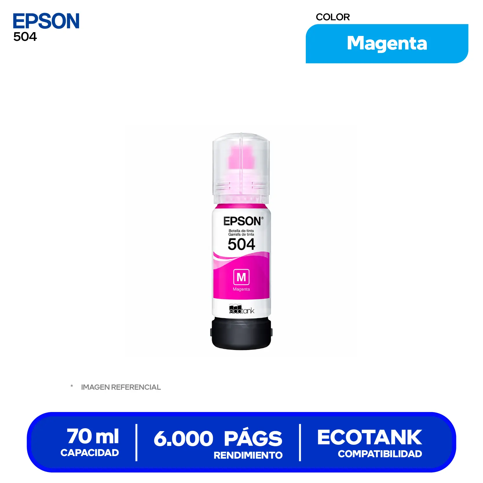 Botella de Tinta Epson T504 Magenta (T504320-AL)